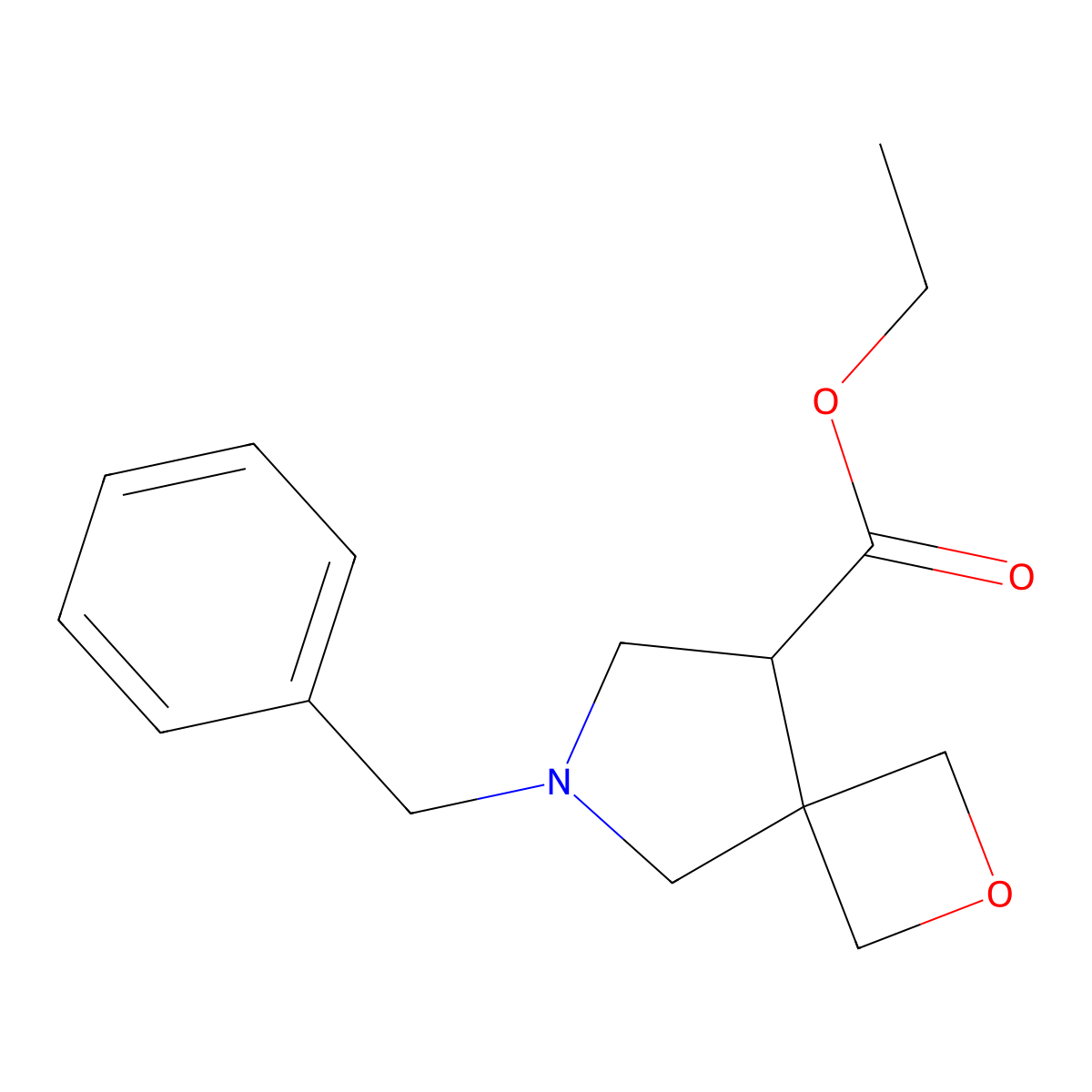 Ethyl 6-benzyl-2-oxa-6-azaspiro(3.4)octane-8-carboxylate molecular structure, CAS 1286692-89-4