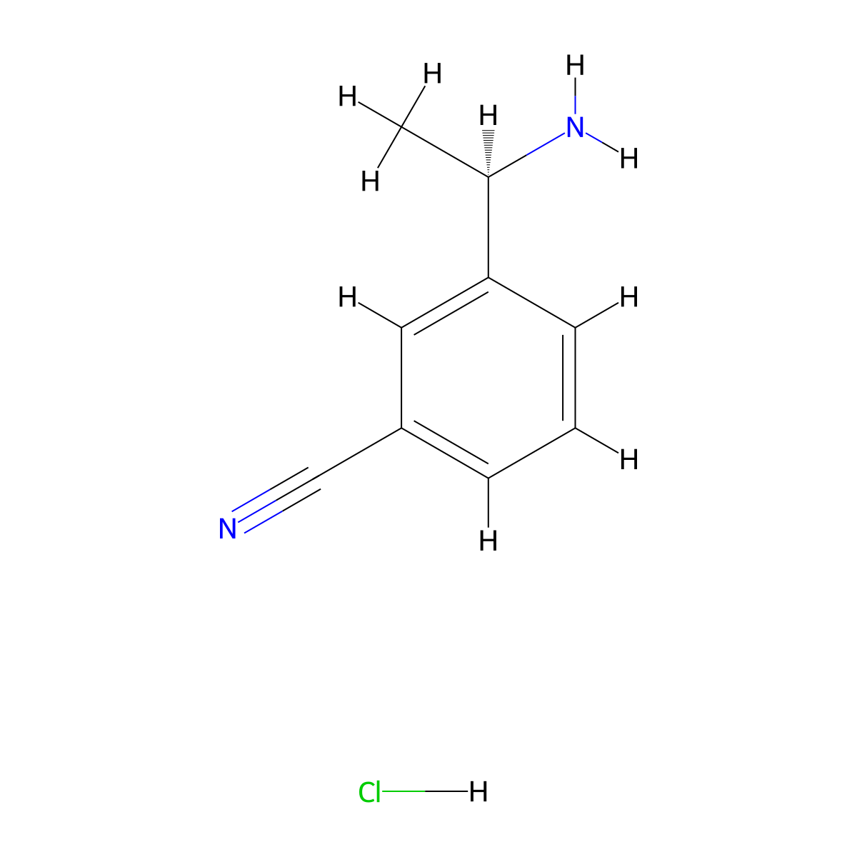 3-[(1R)-1-aminoethyl]benzonitrile hydrochloride molecular structure, CAS 1286693-23-9