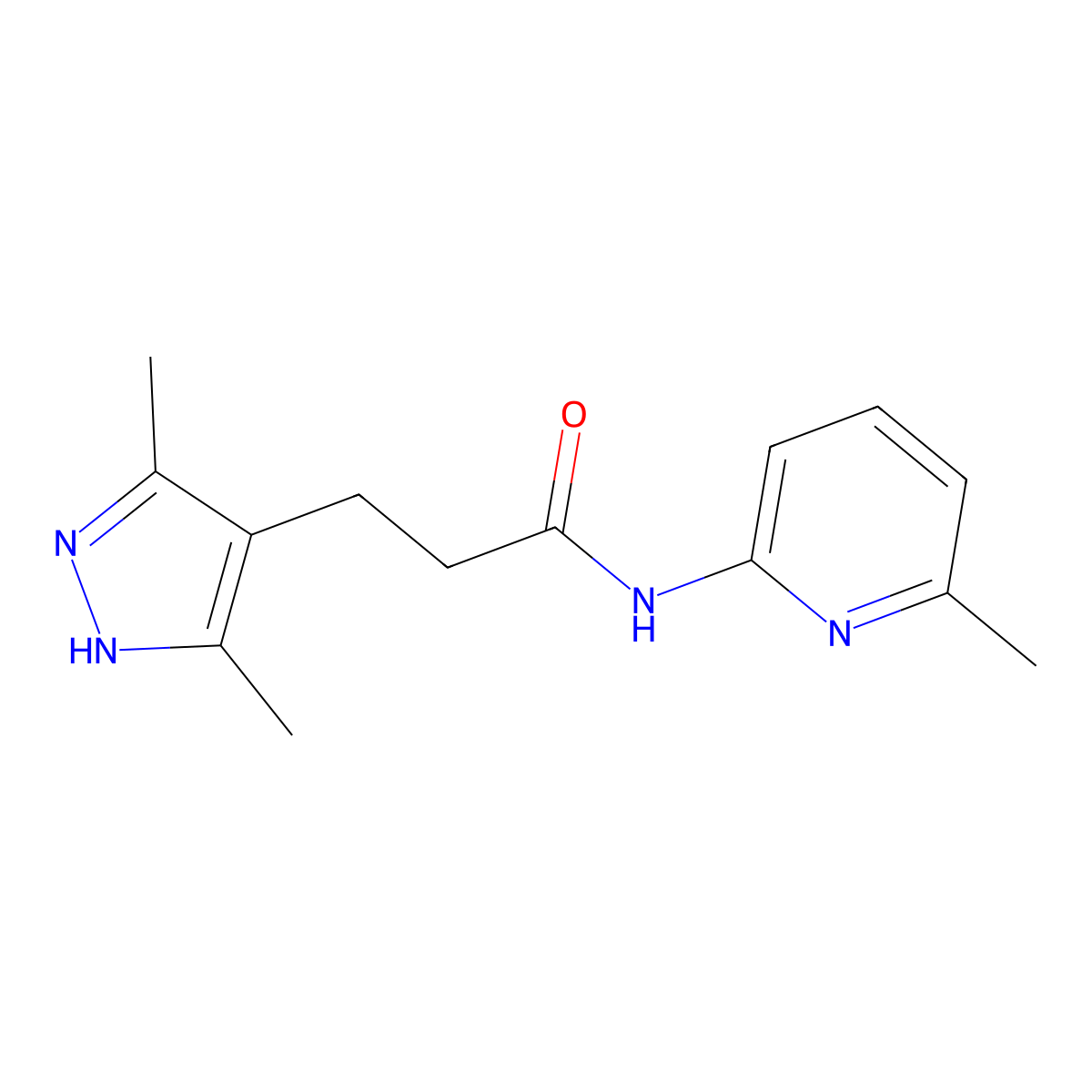 3-(3,5-dimethyl-1H-pyrazol-4-yl)-N-(6-methylpyridin-2-yl)propanamide molecular structure, CAS 1286695-08-6