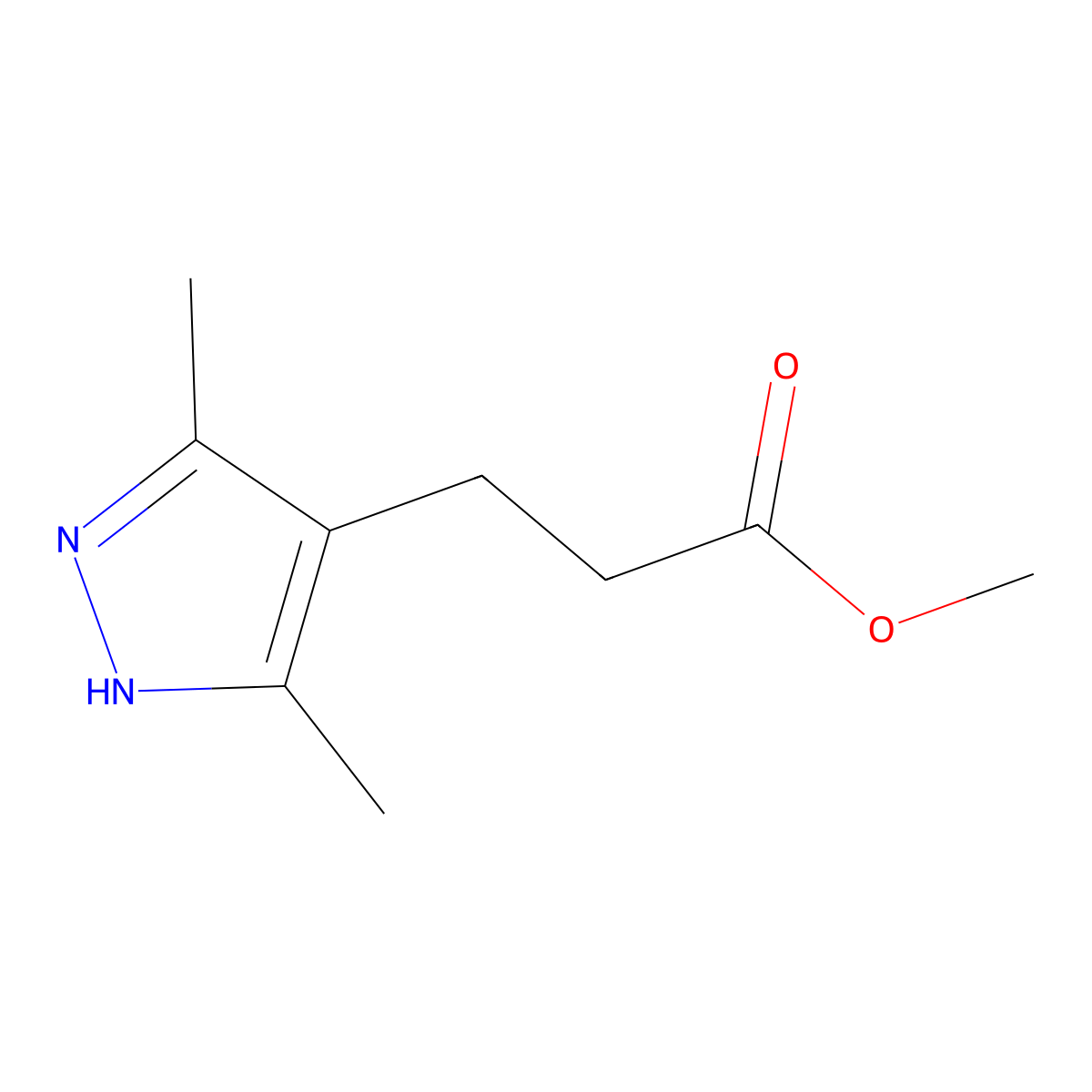 methyl 3-(3,5-dimethyl-1H-pyrazol-4-yl)propanoate molecular structure, CAS 1286695-09-7
