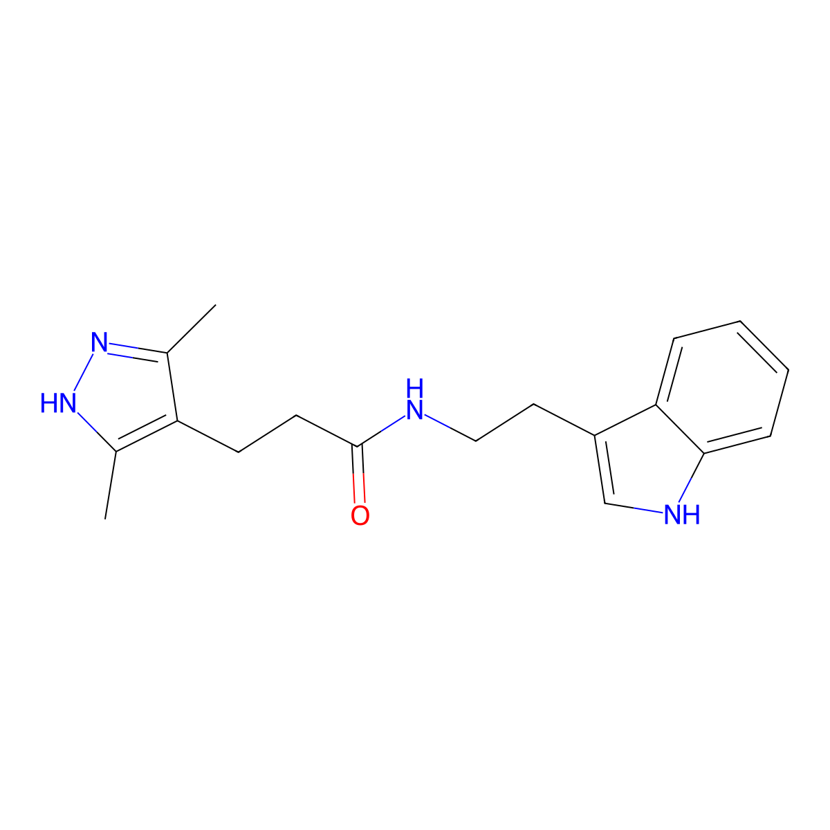N-(2-(1H-indol-3-yl)ethyl)-3-(3,5-dimethyl-1H-pyrazol-4-yl)propanamide molecular structure, CAS 1286695-11-1