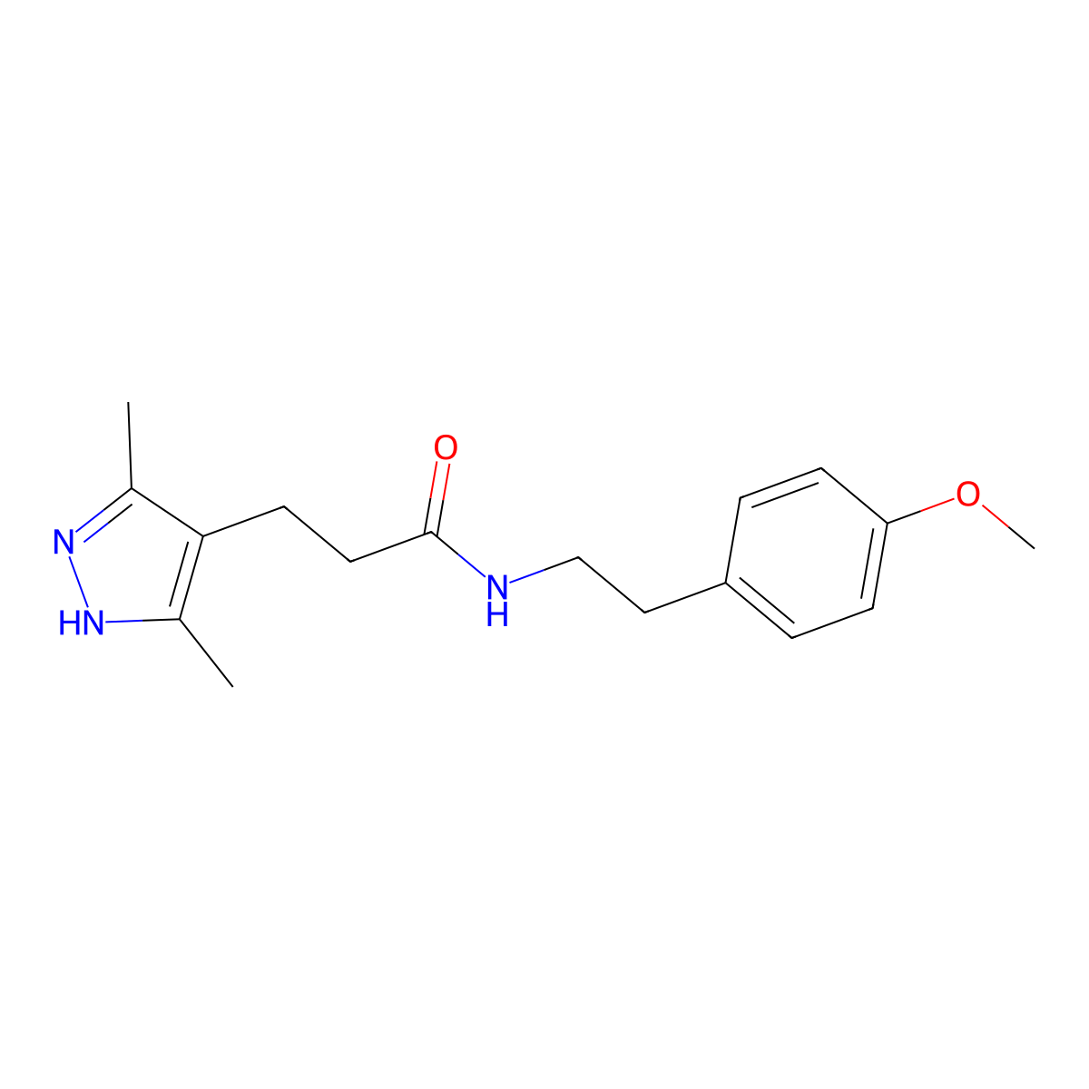 3-(3,5-dimethyl-1H-pyrazol-4-yl)-N-(4-methoxyphenethyl)propanamide molecular structure, CAS 1286695-19-9