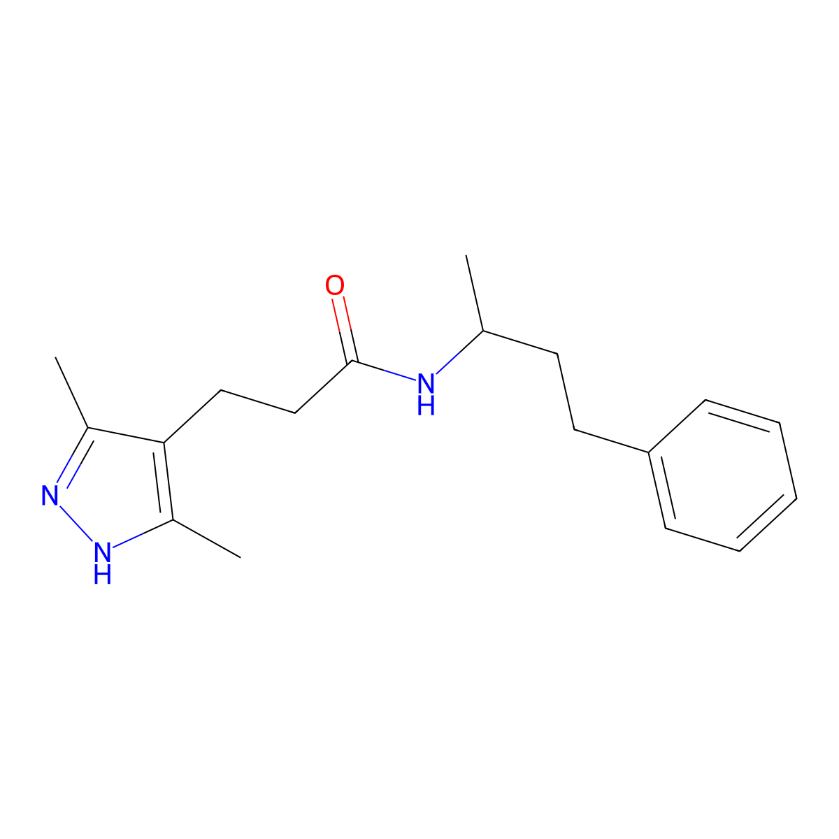3-(3,5-dimethyl-1H-pyrazol-4-yl)-N-(4-phenylbutan-2-yl)propanamide molecular structure, CAS 1286695-21-3