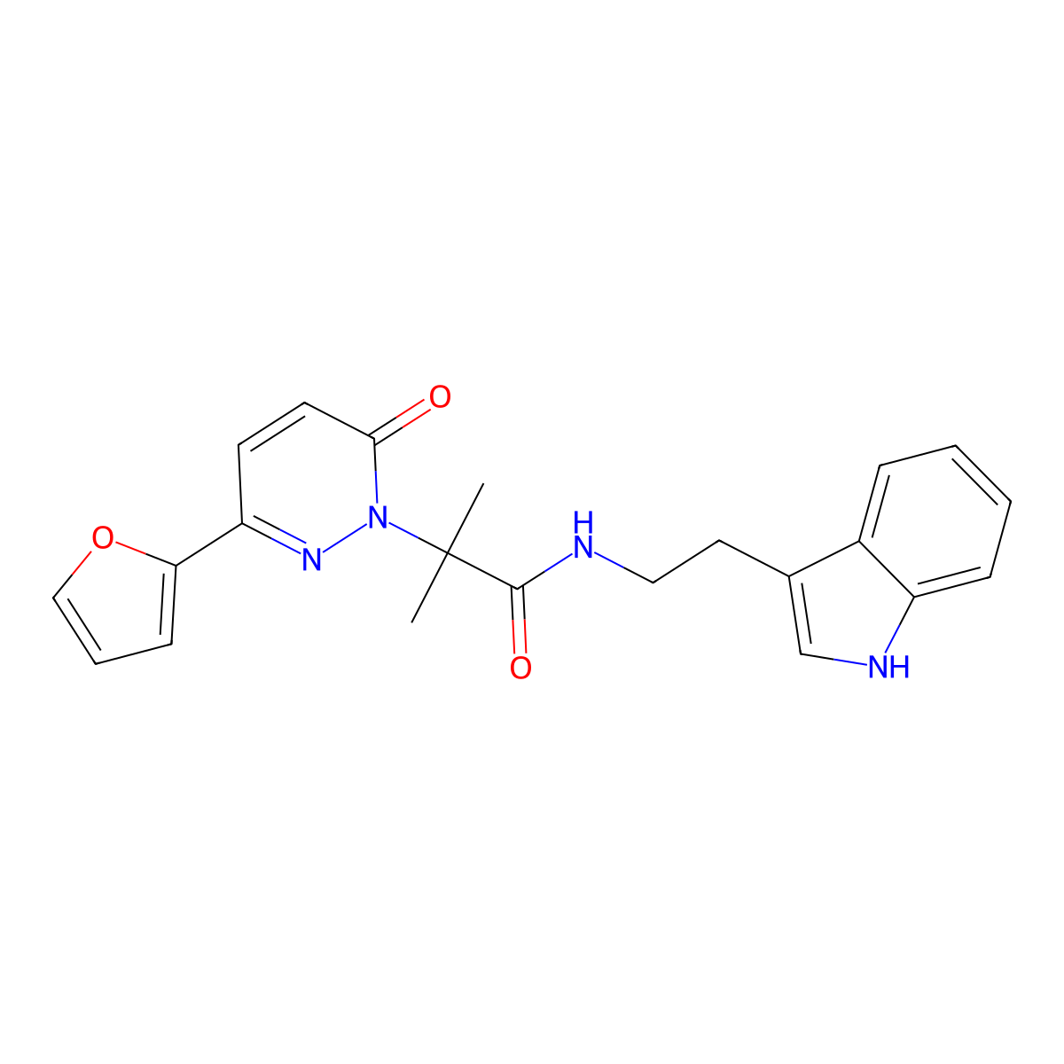 N-(2-(1H-indol-3-yl)ethyl)-2-(3-(furan-2-yl)-6-oxopyridazin-1(6H)-yl)-2-methylpropanamide molecular structure, CAS 1286695-25-7