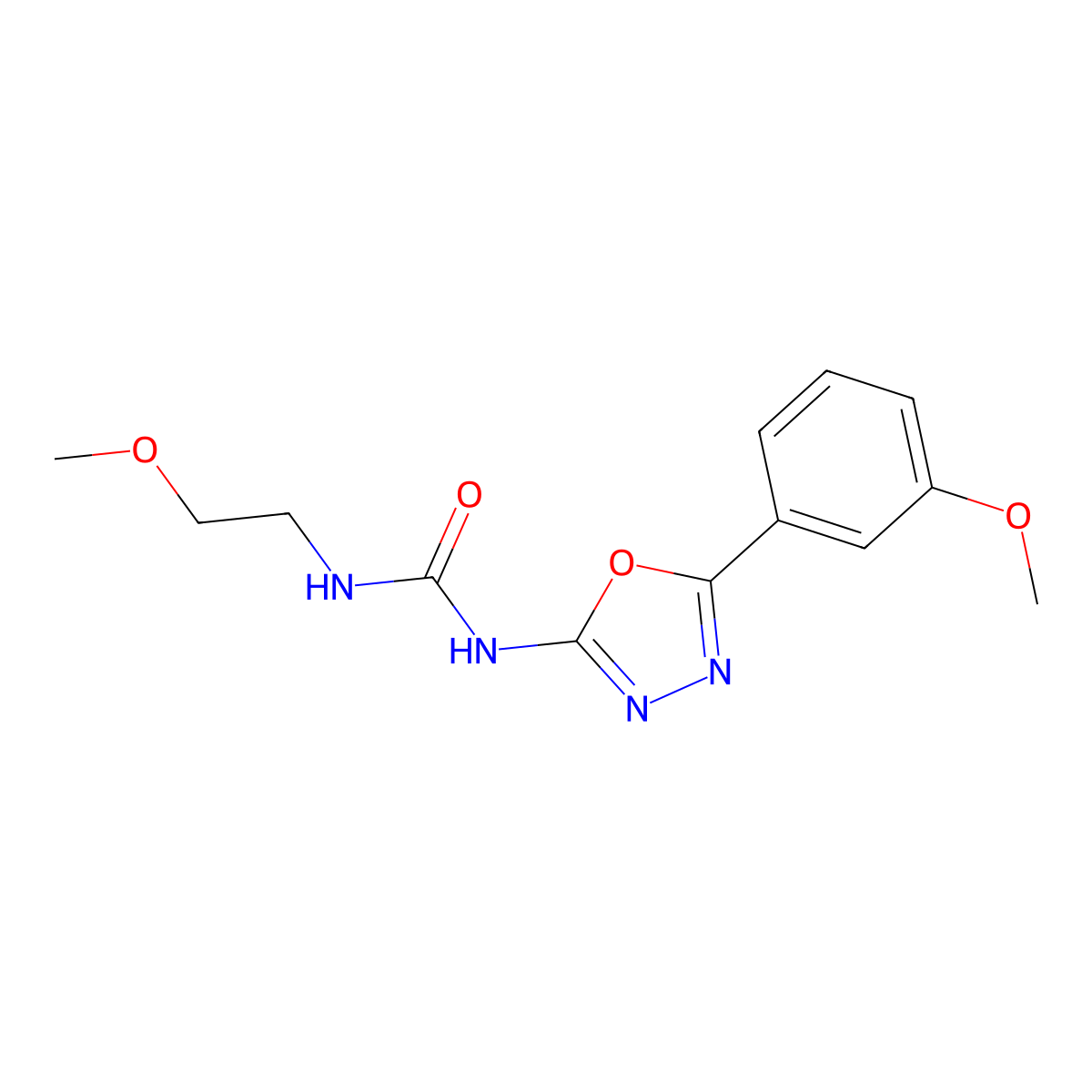 1-(2-Methoxyethyl)-3-(5-(3-methoxyphenyl)-1,3,4-oxadiazol-2-yl)urea molecular structure, CAS 1286695-28-0