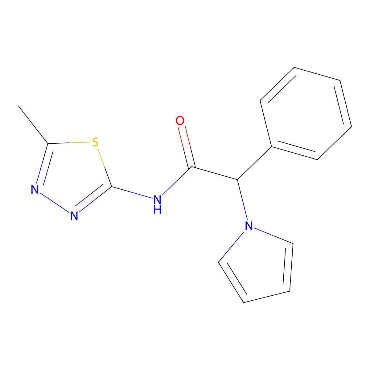 N-(5-methyl-1,3,4-thiadiazol-2-yl)-2-phenyl-2-(1H-pyrrol-1-yl)acetamide molecular structure, CAS 1286695-29-1