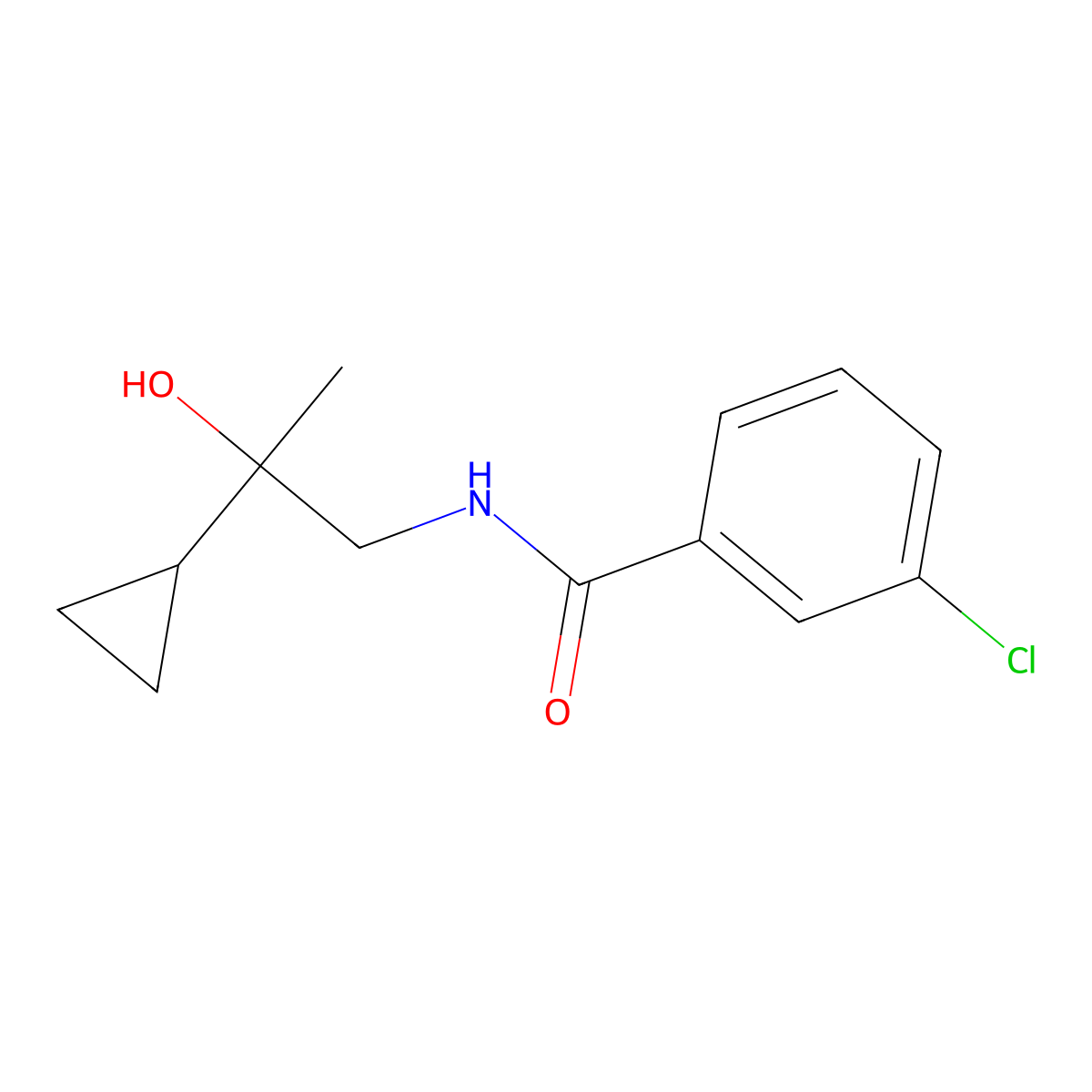3-chloro-N-(2-cyclopropyl-2-hydroxypropyl)benzamide molecular structure, CAS 1286695-30-4
