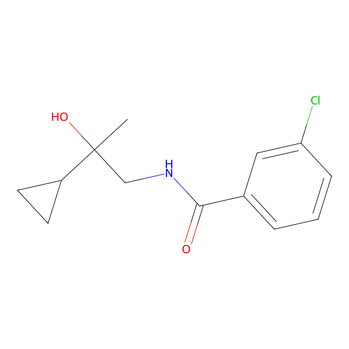 3-chloro-N-(2-cyclopropyl-2-hydroxypropyl)benzamide molecular structure, CAS 1286695-30-4