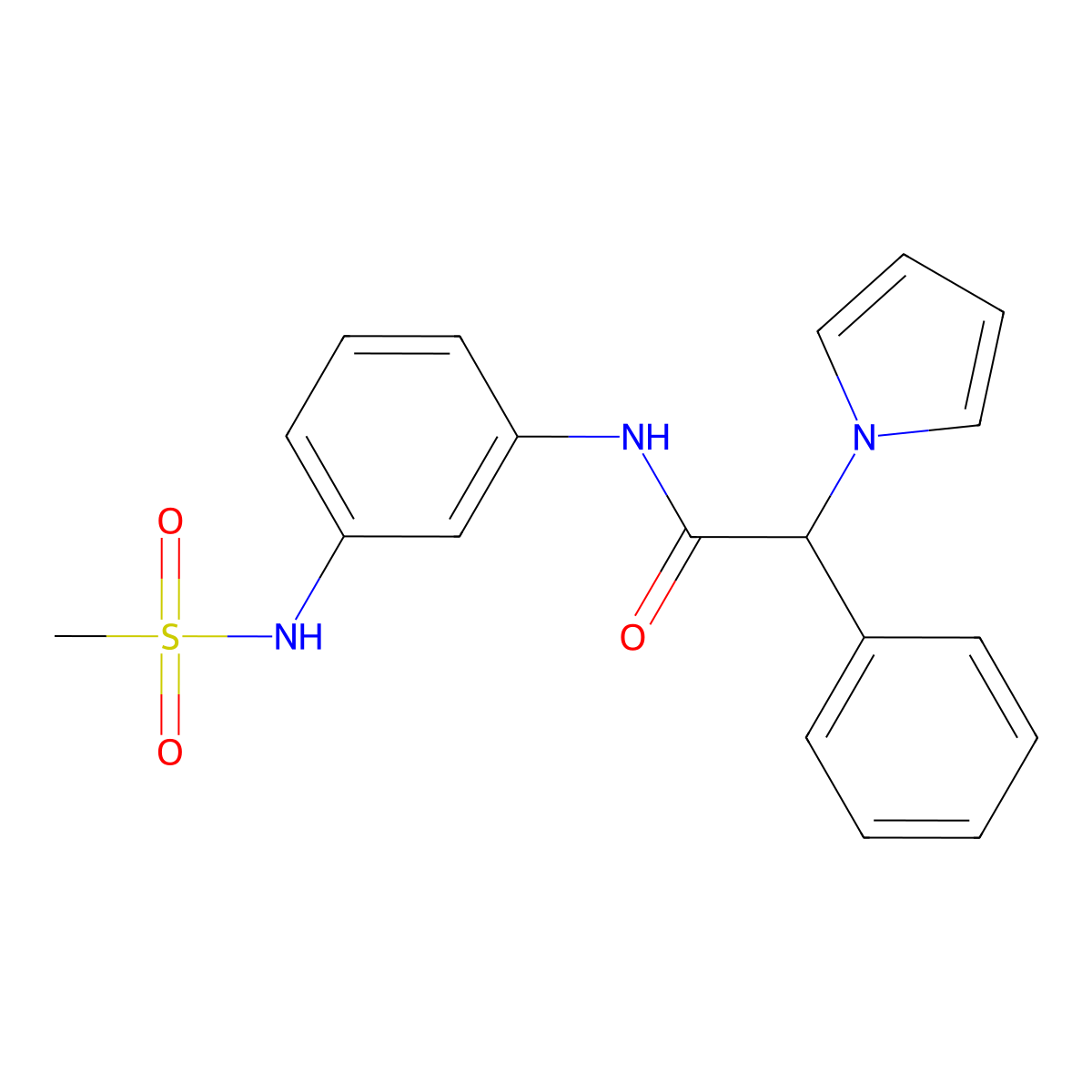 N-(3-methanesulfonamidophenyl)-2-phenyl-2-(1H-pyrrol-1-yl)acetamide molecular structure, CAS 1286695-48-4