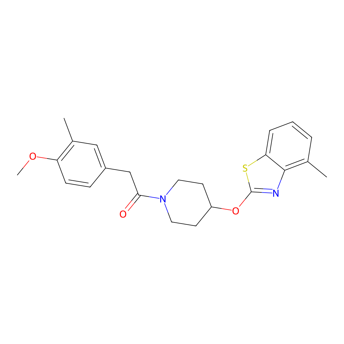 2-(4-Methoxy-3-methylphenyl)-1-(4-((4-methylbenzo[d]thiazol-2-yl)oxy)piperidin-1-yl)ethanone molecular structure, CAS 1286695-51-9