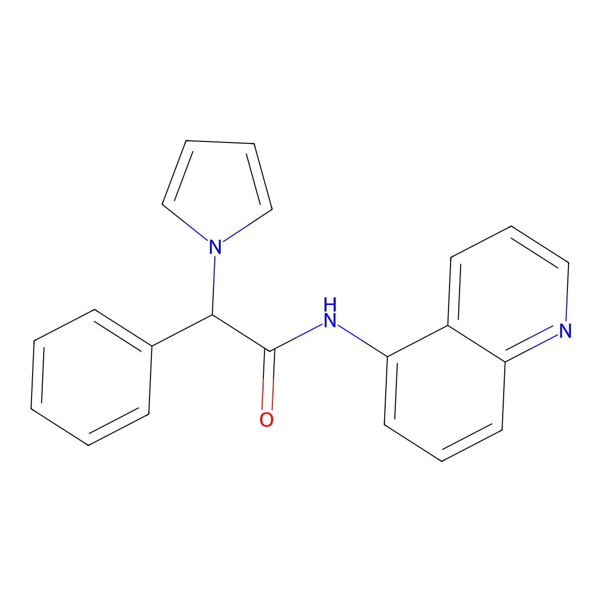 2-phenyl-2-(1H-pyrrol-1-yl)-N-(quinolin-5-yl)acetamide molecular structure, CAS 1286695-53-1