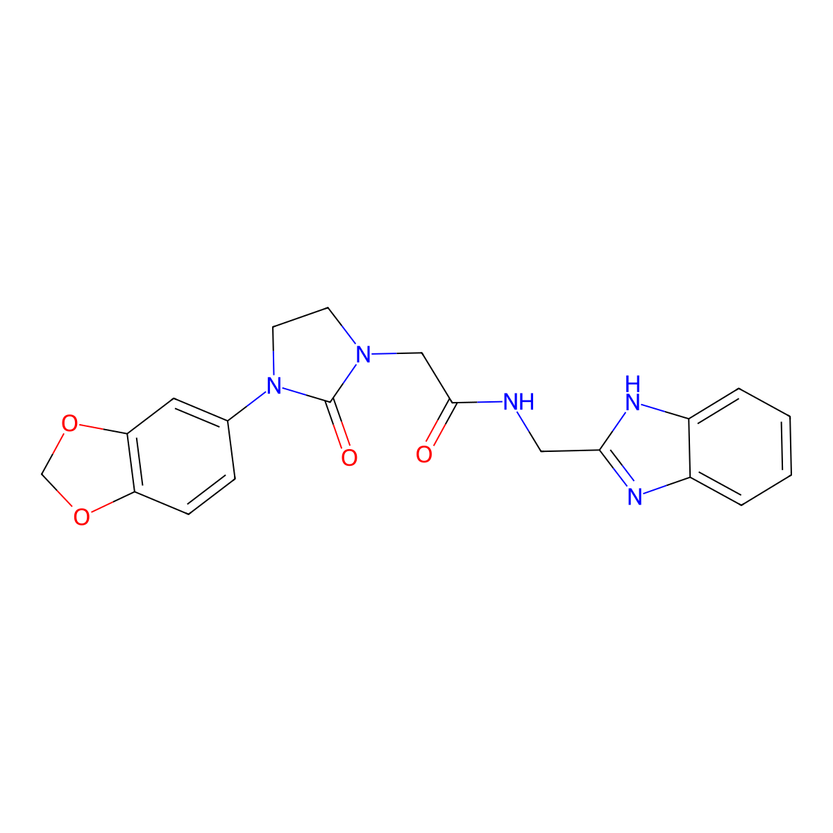N-((1H-benzo[d]imidazol-2-yl)methyl)-2-(3-(benzo[d][1,3]dioxol-5-yl)-2-oxoimidazolidin-1-yl)acetamide molecular structure, CAS 1286695-61-1