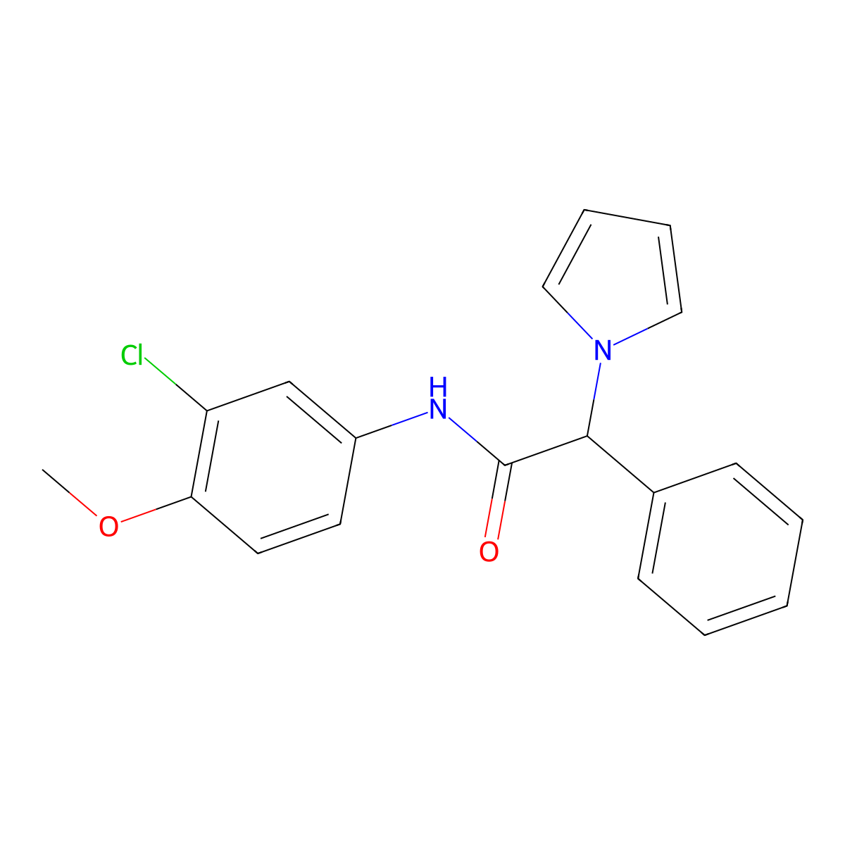 N-(3-chloro-4-methoxyphenyl)-2-phenyl-2-(1H-pyrrol-1-yl)acetamide molecular structure, CAS 1286695-64-4