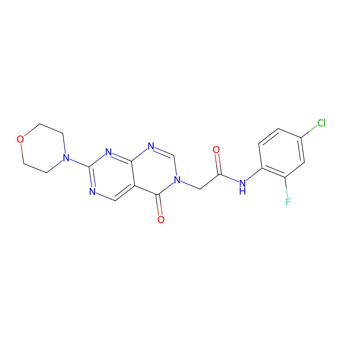 N-(4-chloro-2-fluorophenyl)-2-(7-morpholino-4-oxopyrimido[4,5-d]pyrimidin-3(4H)-yl)acetamide molecular structure, CAS 1286695-67-7