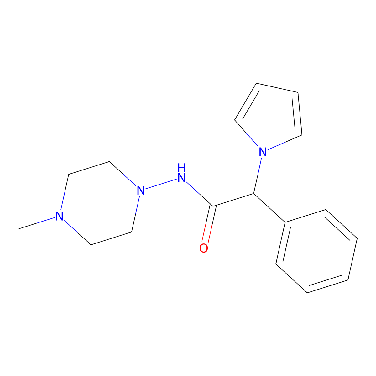 N-(4-methylpiperazin-1-yl)-2-phenyl-2-(1H-pyrrol-1-yl)acetamide molecular structure, CAS 1286695-70-2