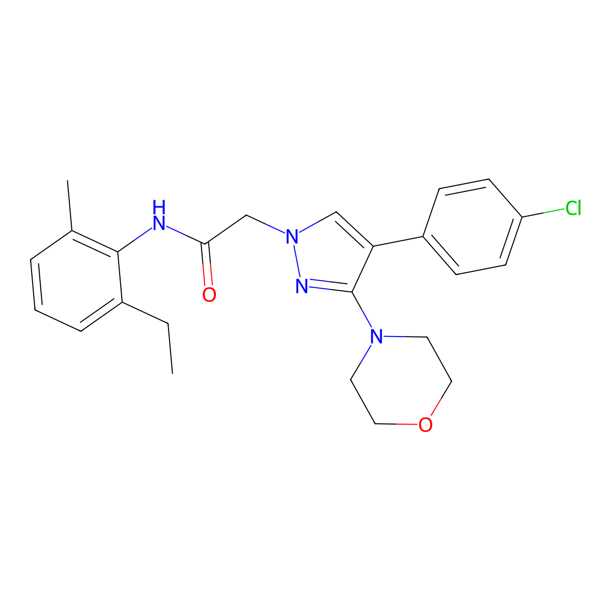 2-(4-(4-chlorophenyl)-3-morpholino-1H-pyrazol-1-yl)-N-(2-ethyl-6-methylphenyl)acetamide molecular structure, CAS 1286695-77-9