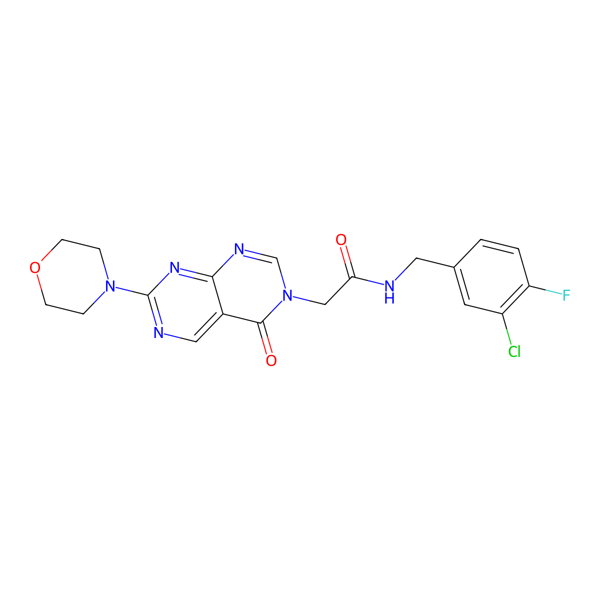 N-(3-chloro-4-fluorobenzyl)-2-(7-morpholino-4-oxopyrimido[4,5-d]pyrimidin-3(4H)-yl)acetamide molecular structure, CAS 1286695-78-0