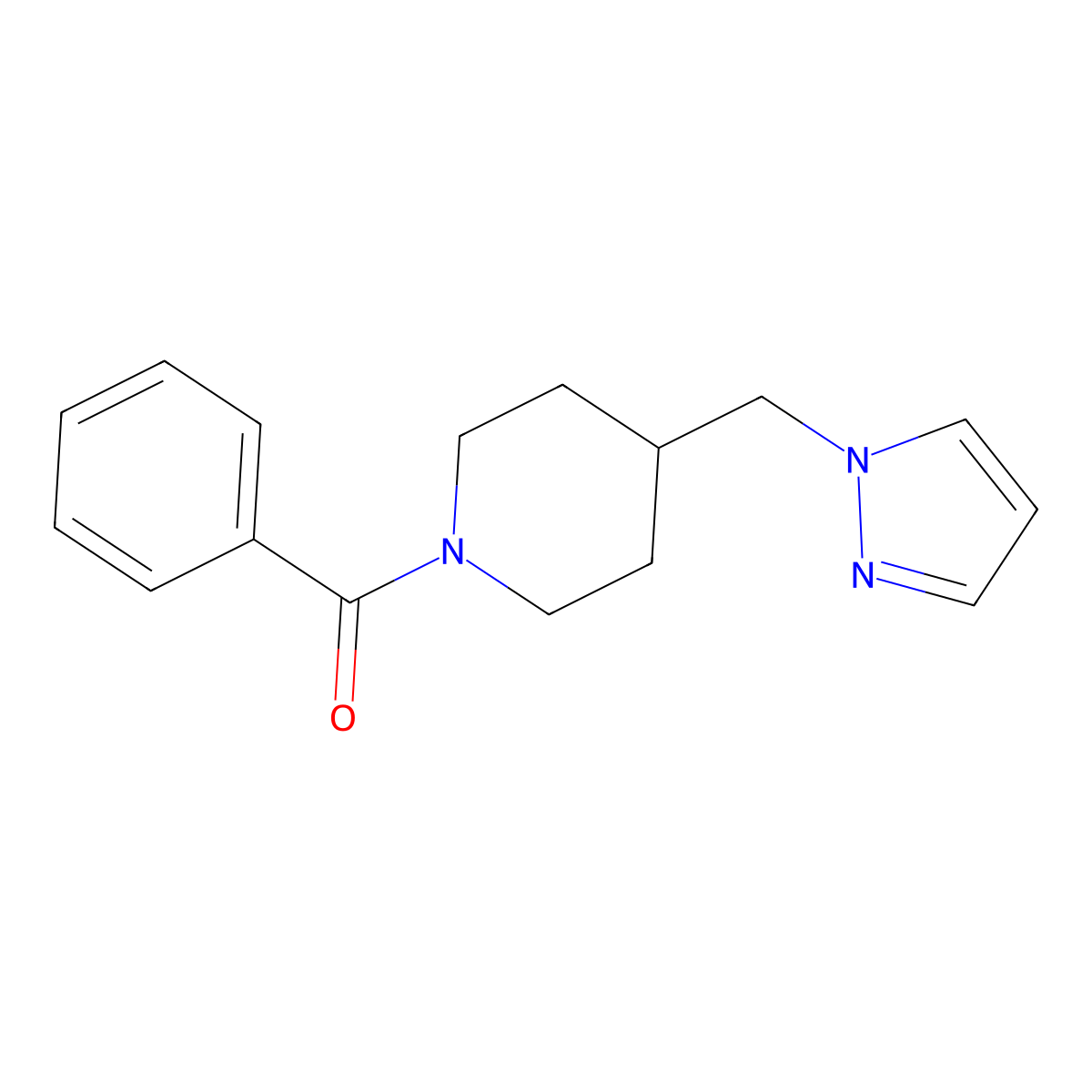 1-benzoyl-4-[(1H-pyrazol-1-yl)methyl]piperidine molecular structure, CAS 1286696-27-2