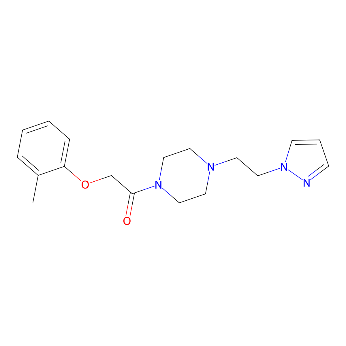 2-(2-methylphenoxy)-1-{4-[2-(1H-pyrazol-1-yl)ethyl]piperazin-1-yl}ethan-1-one molecular structure, CAS 1286696-33-0