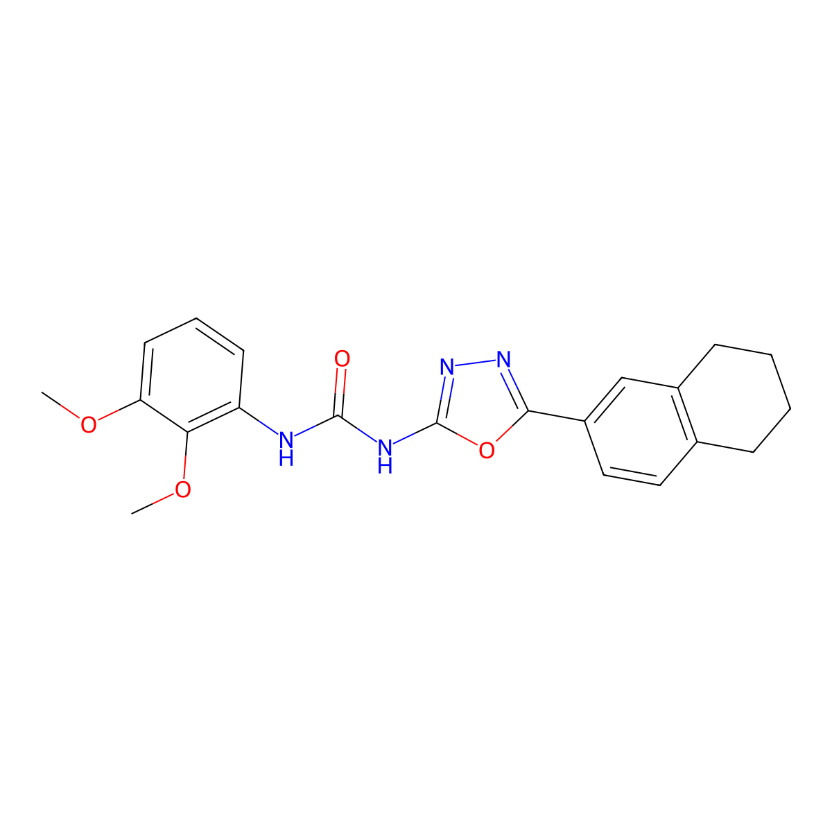1-(2,3-Dimethoxyphenyl)-3-[5-(5,6,7,8-tetrahydronaphthalen-2-yl)-1,3,4-oxadiazol-2-yl]urea molecular structure, CAS 1286696-71-6