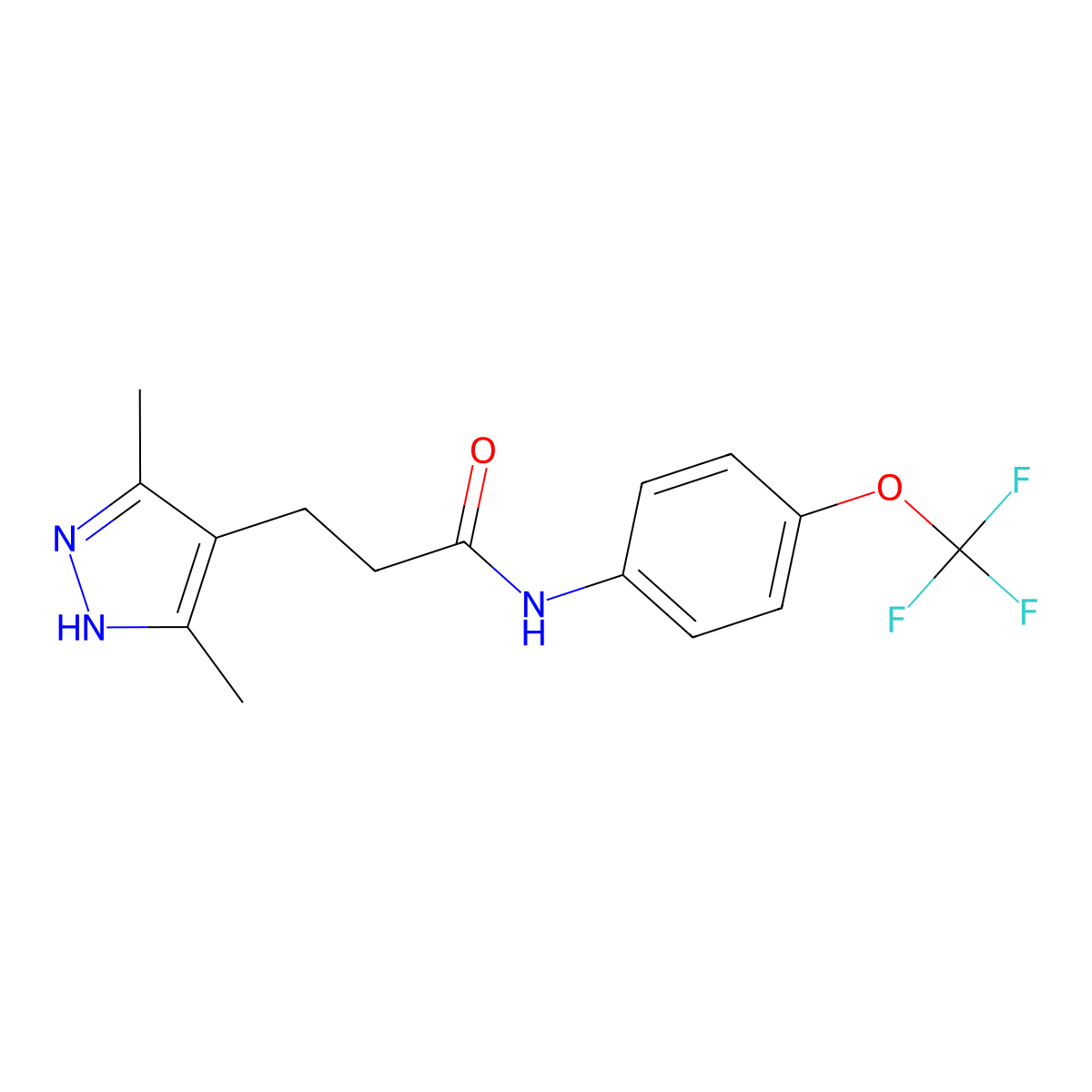3-(3,5-dimethyl-1H-pyrazol-4-yl)-N-[4-(trifluoromethoxy)phenyl]propanamide molecular structure, CAS 1286696-72-7