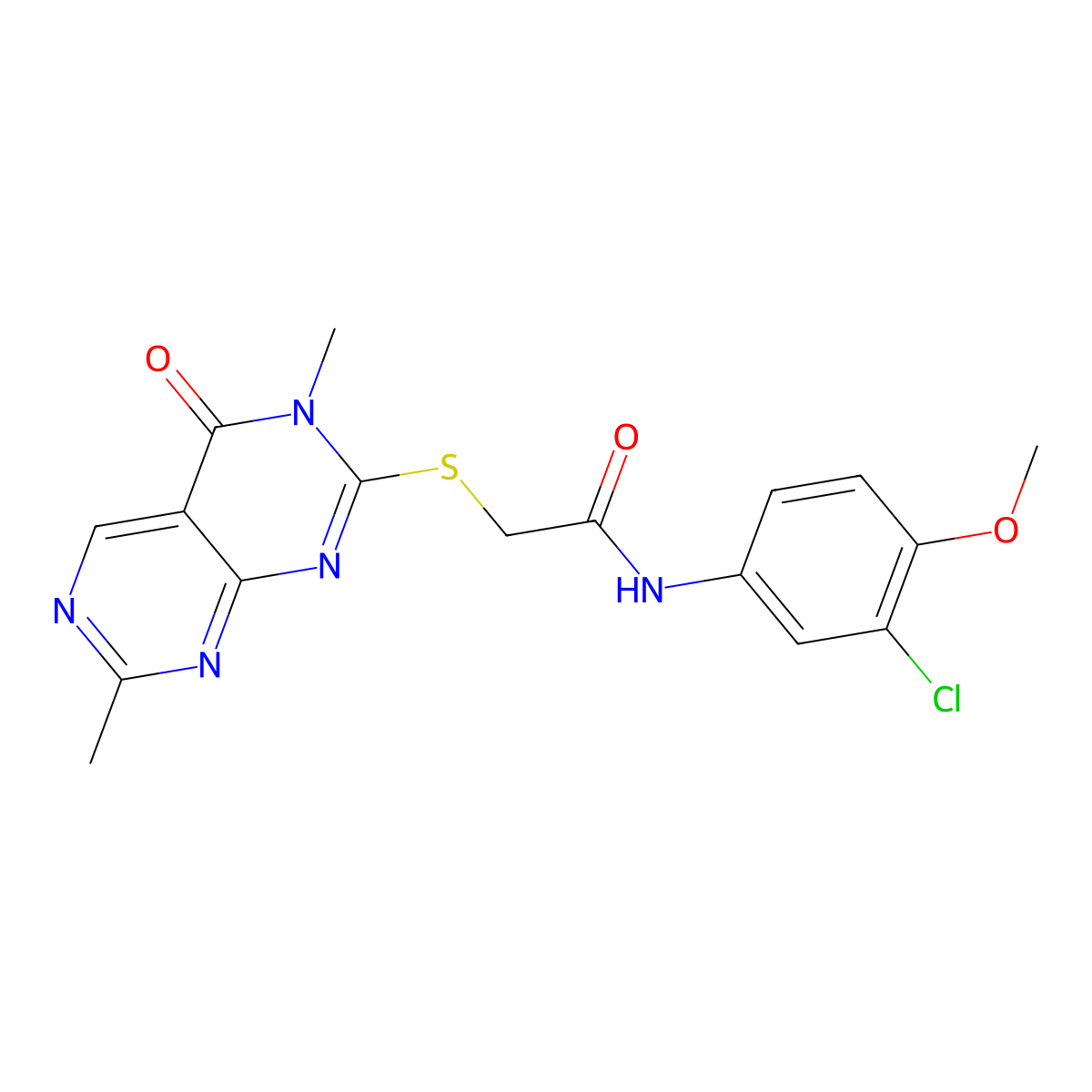 N-(3-chloro-4-methoxyphenyl)-2-((3,7-dimethyl-4-oxo-3,4-dihydropyrimido[4,5-d]pyrimidin-2-yl)thio)acetamide molecular structure, CAS 1286696-79-4