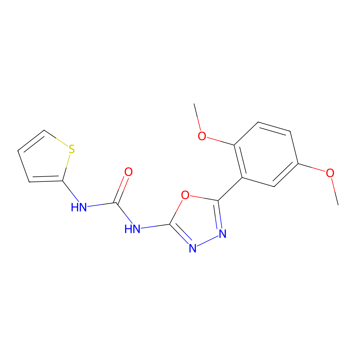 1-(5-(2,5-Dimethoxyphenyl)-1,3,4-oxadiazol-2-yl)-3-(thiophen-2-yl)urea molecular structure, CAS 1286696-89-6