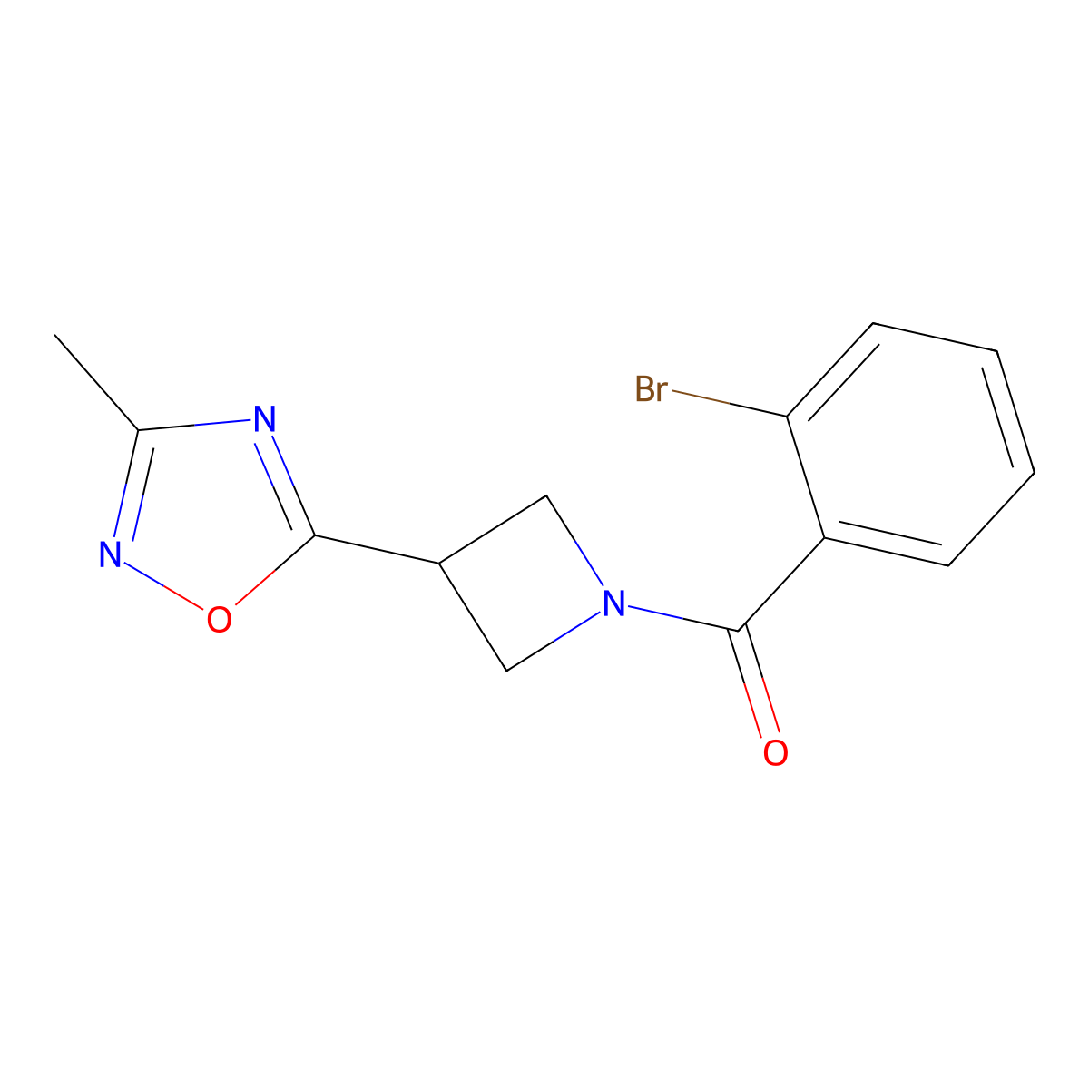 (2-Bromophenyl)(3-(3-methyl-1,2,4-oxadiazol-5-yl)azetidin-1-yl)methanone molecular structure, CAS 1286696-99-8