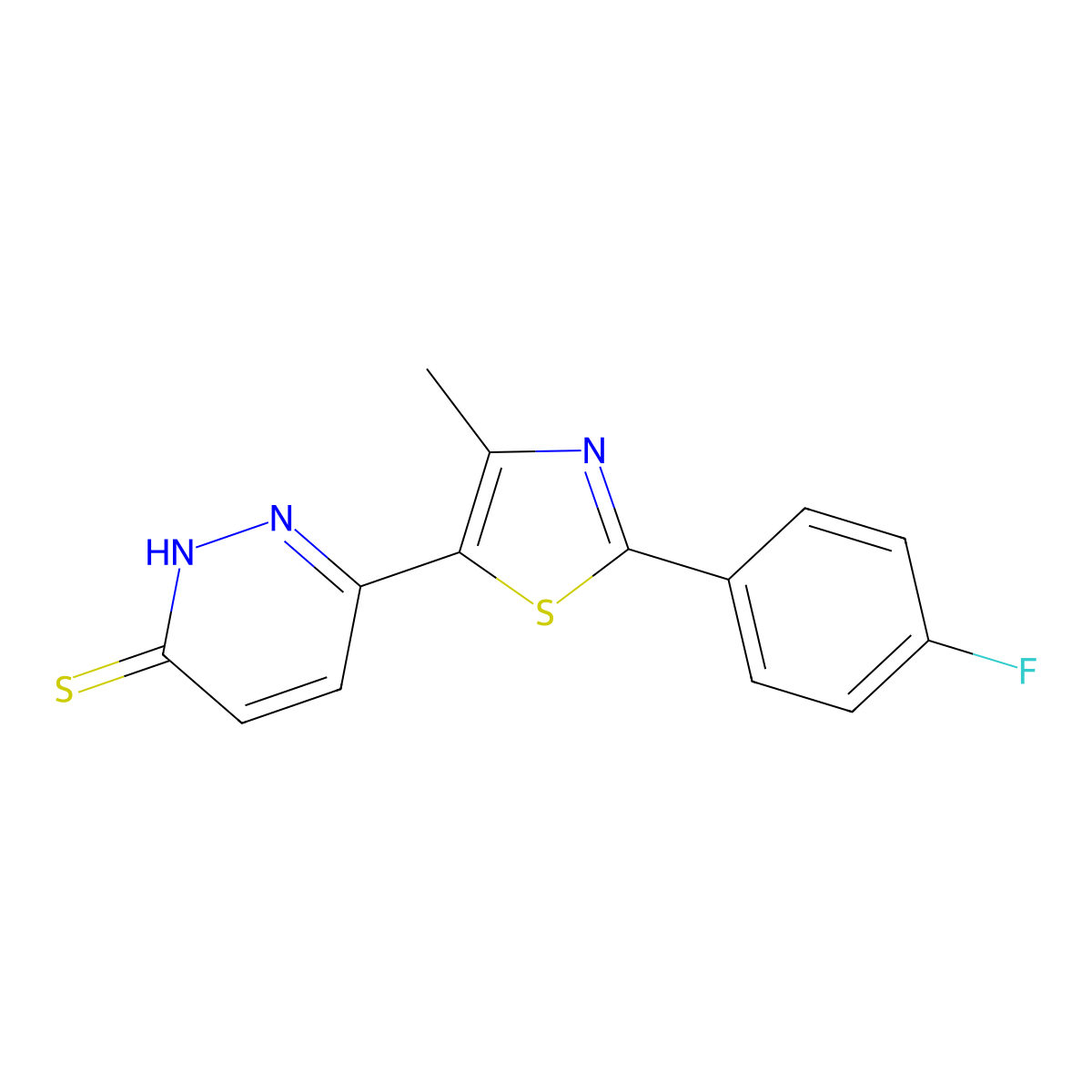 6-(2-(4-Fluorophenyl)-4-methylthiazol-5-yl)pyridazine-3-thiol molecular structure, CAS 1286697-00-4