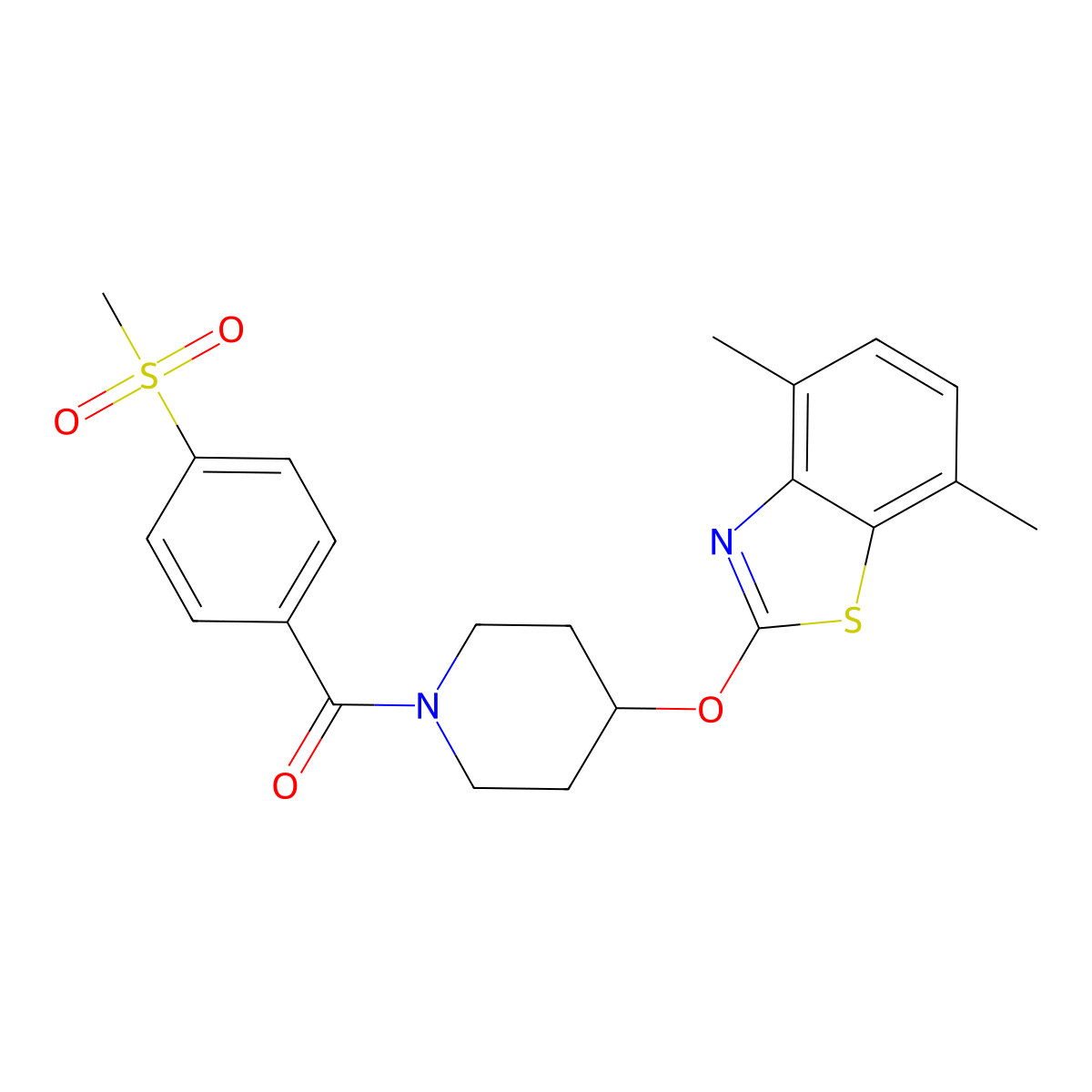 (4-((4,7-Dimethylbenzo[d]thiazol-2-yl)oxy)piperidin-1-yl)(4-(methylsulfonyl)phenyl)methanone molecular structure, CAS 1286697-01-5