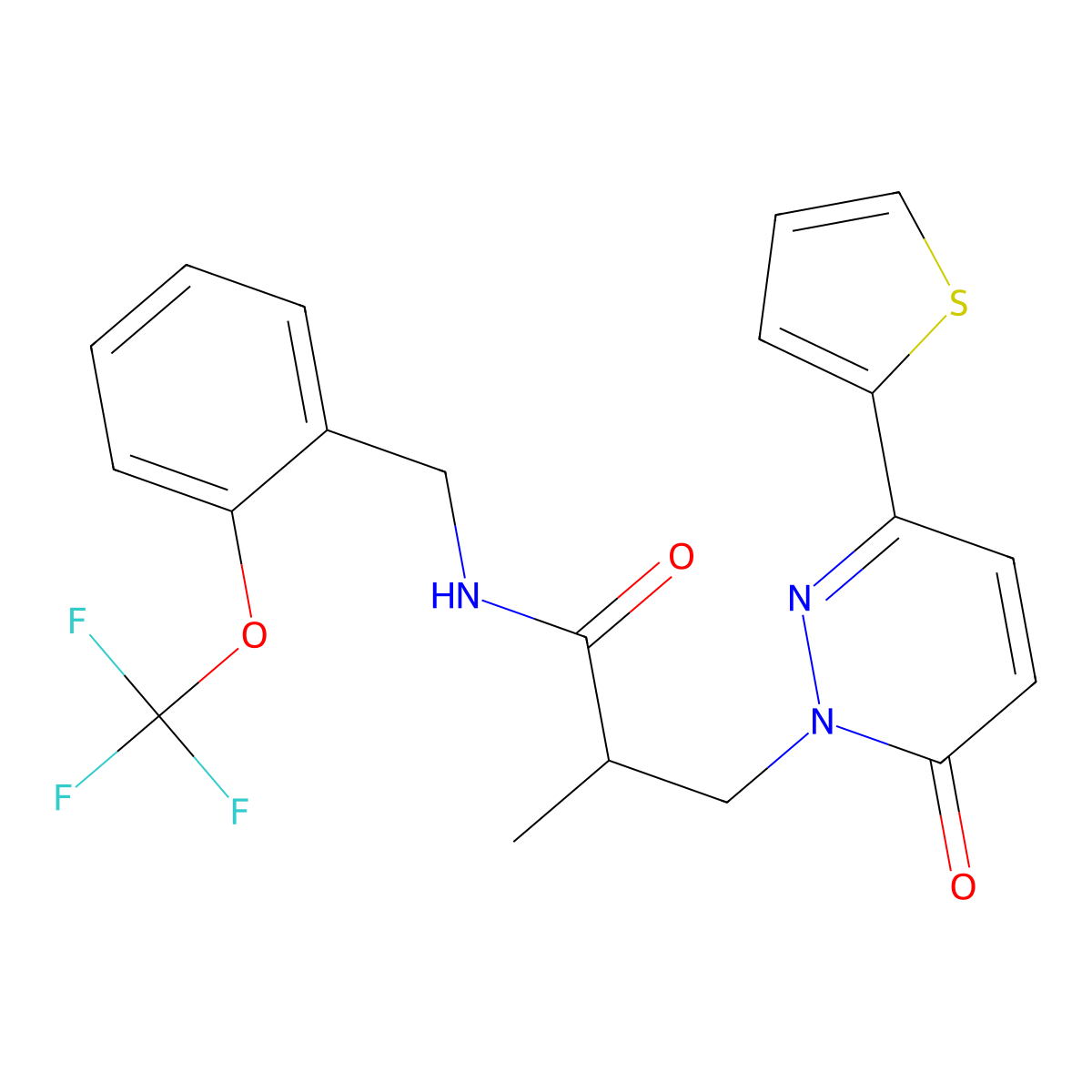 2-methyl-3-(6-oxo-3-(thiophen-2-yl)pyridazin-1(6H)-yl)-N-(2-(trifluoromethoxy)benzyl)propanamide molecular structure, CAS 1286697-08-2