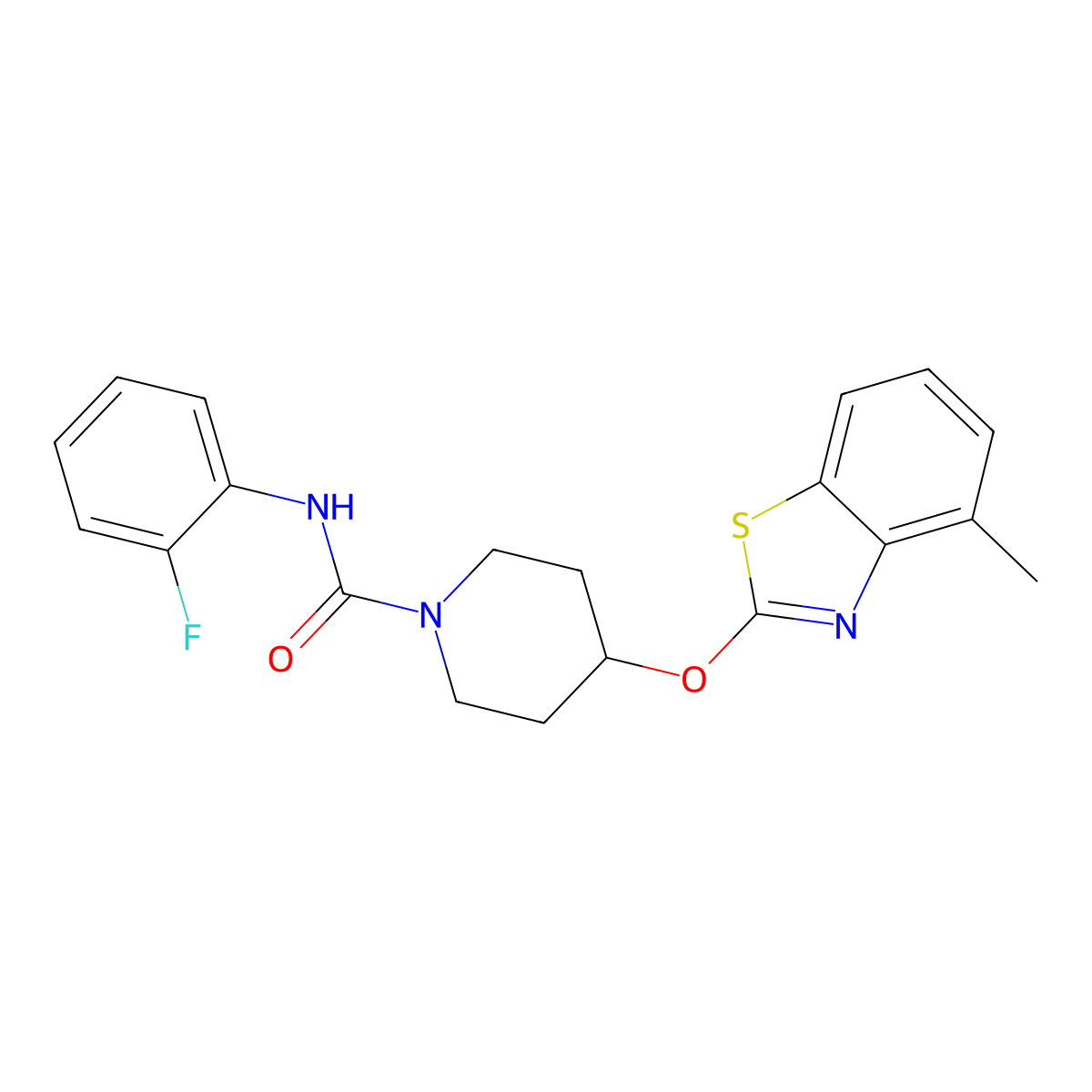 N-(2-fluorophenyl)-4-((4-methylbenzo[d]thiazol-2-yl)oxy)piperidine-1-carboxamide molecular structure, CAS 1286697-10-6