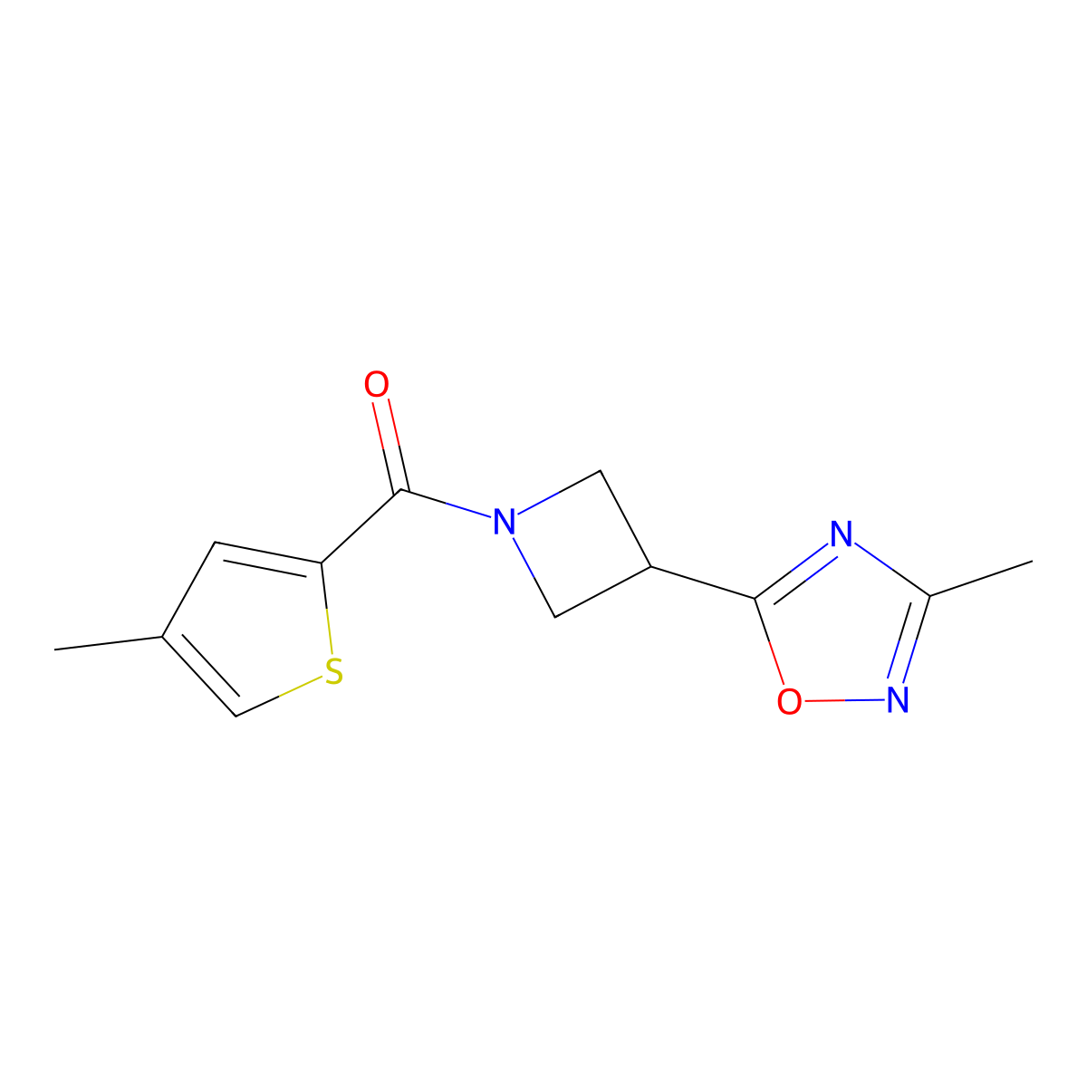 (3-(3-Methyl-1,2,4-oxadiazol-5-yl)azetidin-1-yl)(4-methylthiophen-2-yl)methanone molecular structure, CAS 1286697-17-3