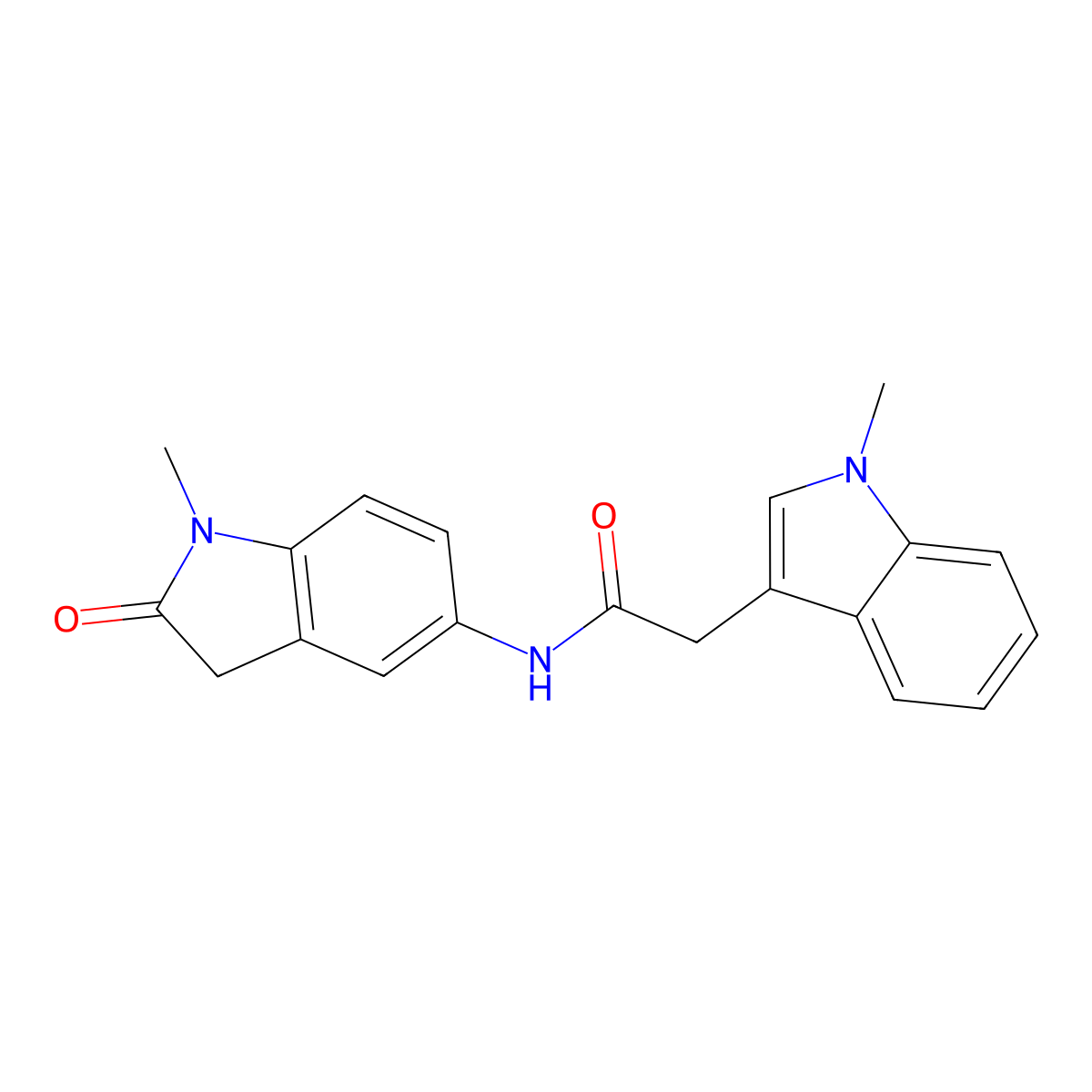2-(1-methyl-1H-indol-3-yl)-N-(1-methyl-2-oxo-2,3-dihydro-1H-indol-5-yl)acetamide molecular structure, CAS 1286697-20-8