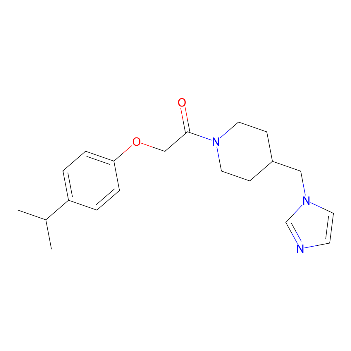 Ethanone, 1-[4-(1H-imidazol-1-ylmethyl)-1-piperidinyl]-2-[4-(1-methylethyl)phenoxy]- molecular structure, CAS 1286697-26-4
