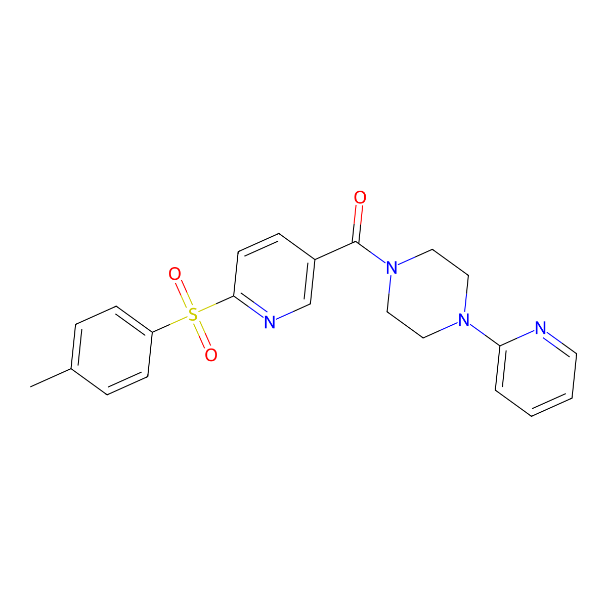 (4-(Pyridin-2-yl)piperazin-1-yl)(6-tosylpyridin-3-yl)methanone molecular structure, CAS 1286697-31-1
