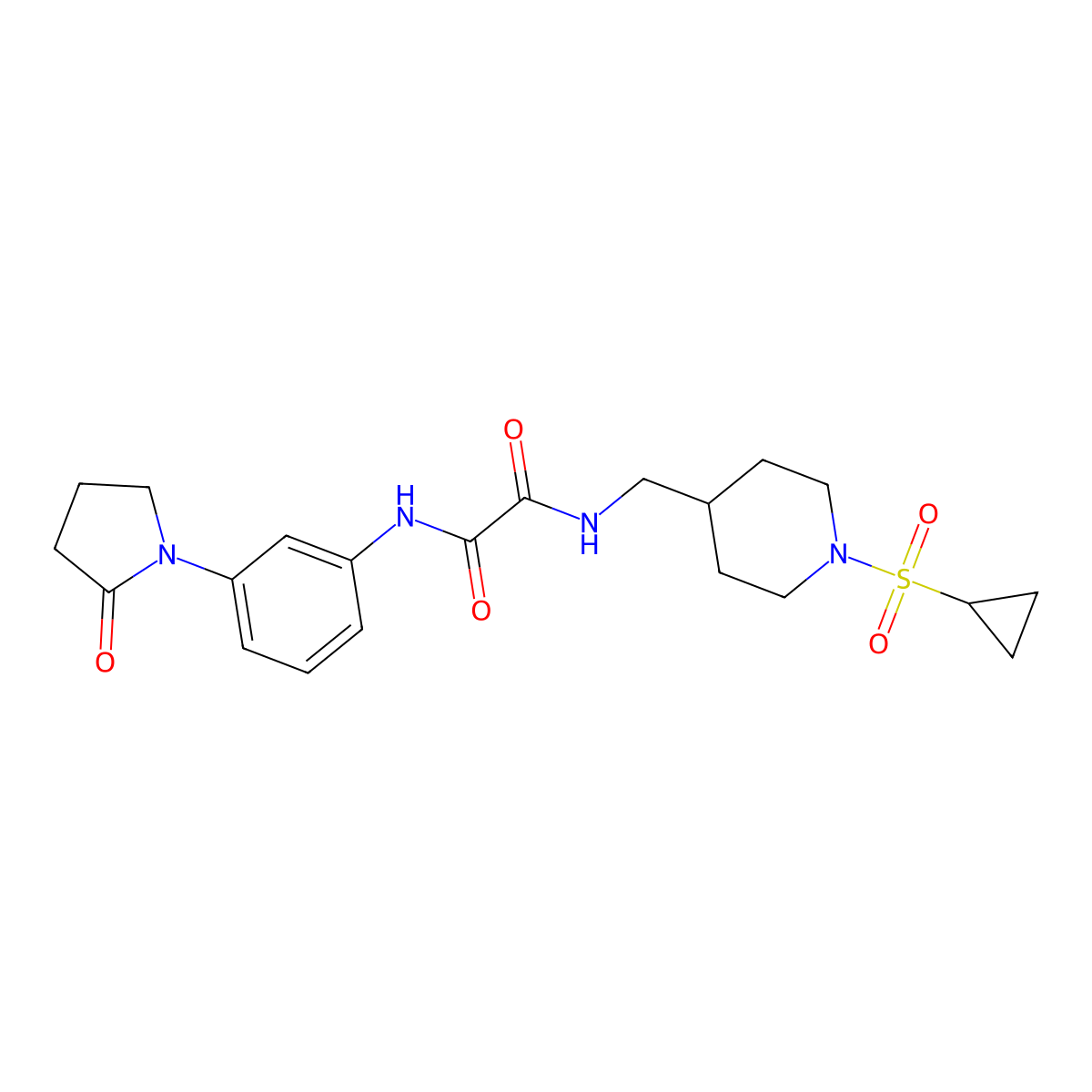 N1-((1-(cyclopropylsulfonyl)piperidin-4-yl)methyl)-N2-(3-(2-oxopyrrolidin-1-yl)phenyl)oxalamide molecular structure, CAS 1286697-38-8