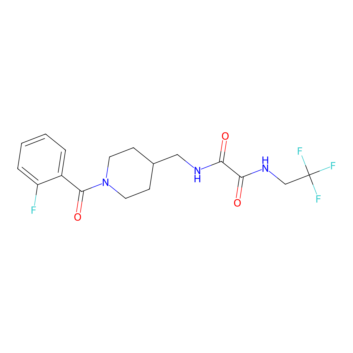 N'-{[1-(2-fluorobenzoyl)piperidin-4-yl]methyl}-N-(2,2,2-trifluoroethyl)ethanediamide molecular structure, CAS 1286697-45-7