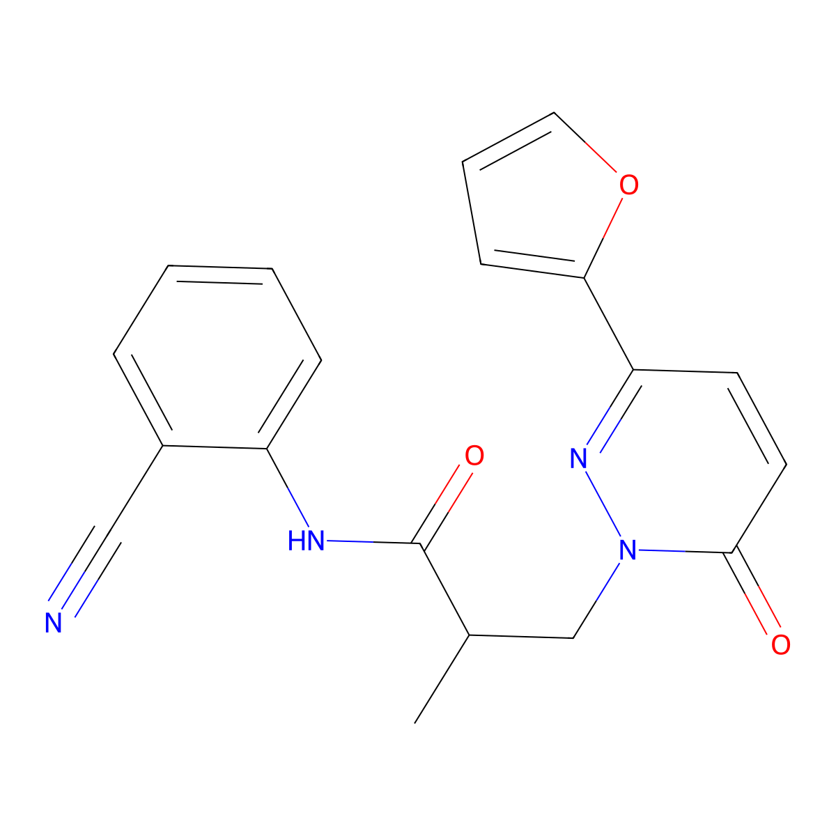 N-(2-cyanophenyl)-3-(3-(furan-2-yl)-6-oxopyridazin-1(6H)-yl)-2-methylpropanamide molecular structure, CAS 1286697-56-0