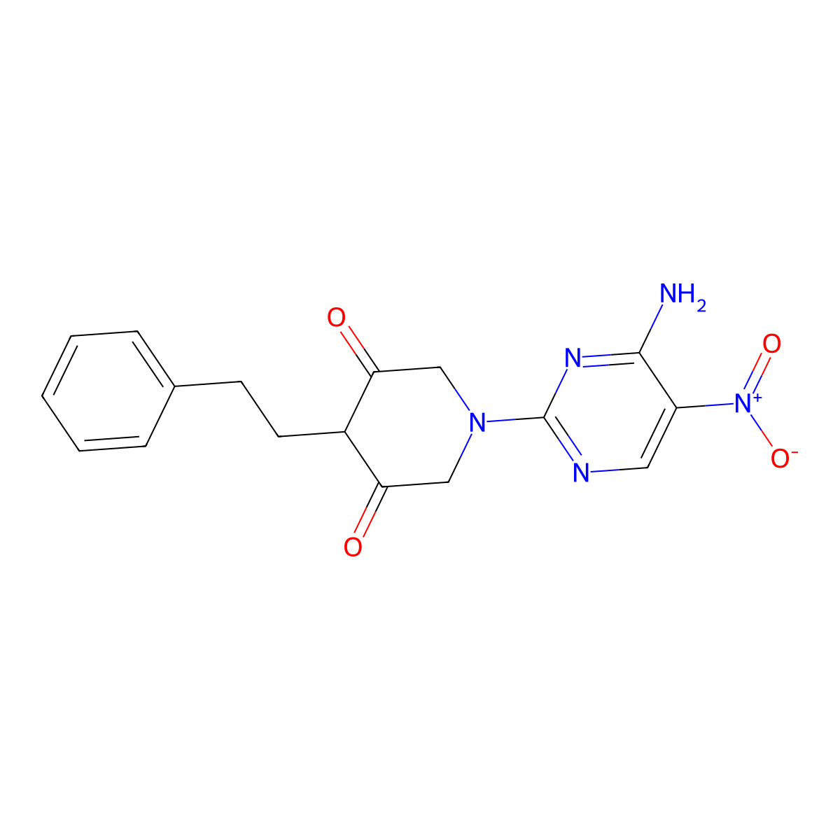 1-(4-Amino-5-nitropyrimidin-2-yl)-4-phenethylpiperidine-3,5-dione molecular structure, CAS 1286697-63-9