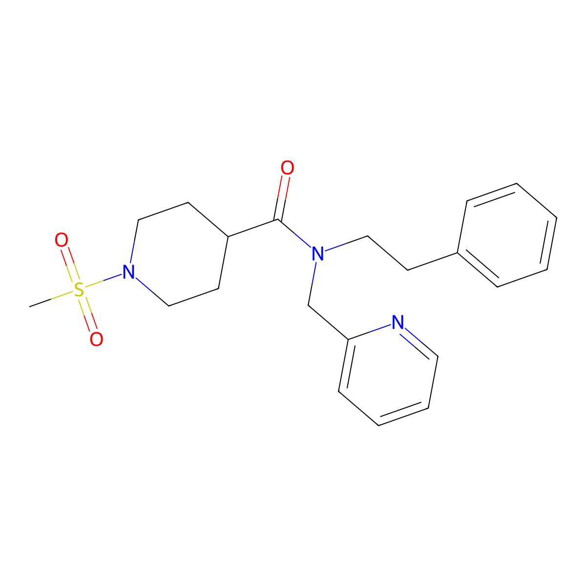 1-(methylsulfonyl)-N-phenethyl-N-(pyridin-2-ylmethyl)piperidine-4-carboxamide molecular structure, CAS 1286697-65-1