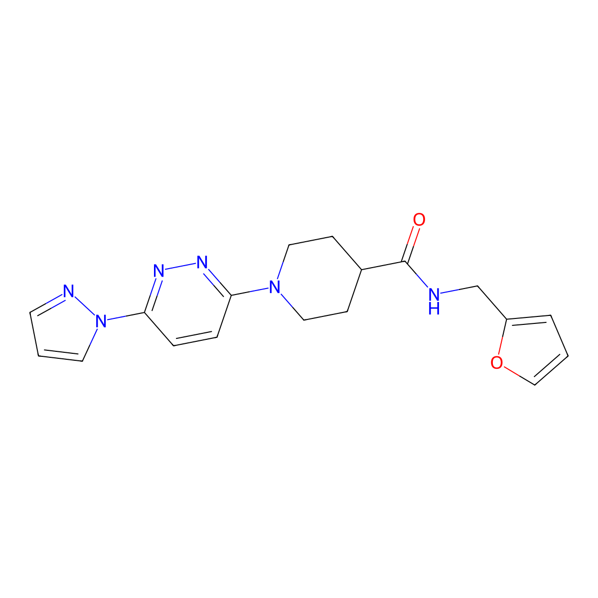 1-(6-(1H-pyrazol-1-yl)pyridazin-3-yl)-N-(furan-2-ylmethyl)piperidine-4-carboxamide molecular structure, CAS 1286697-72-0