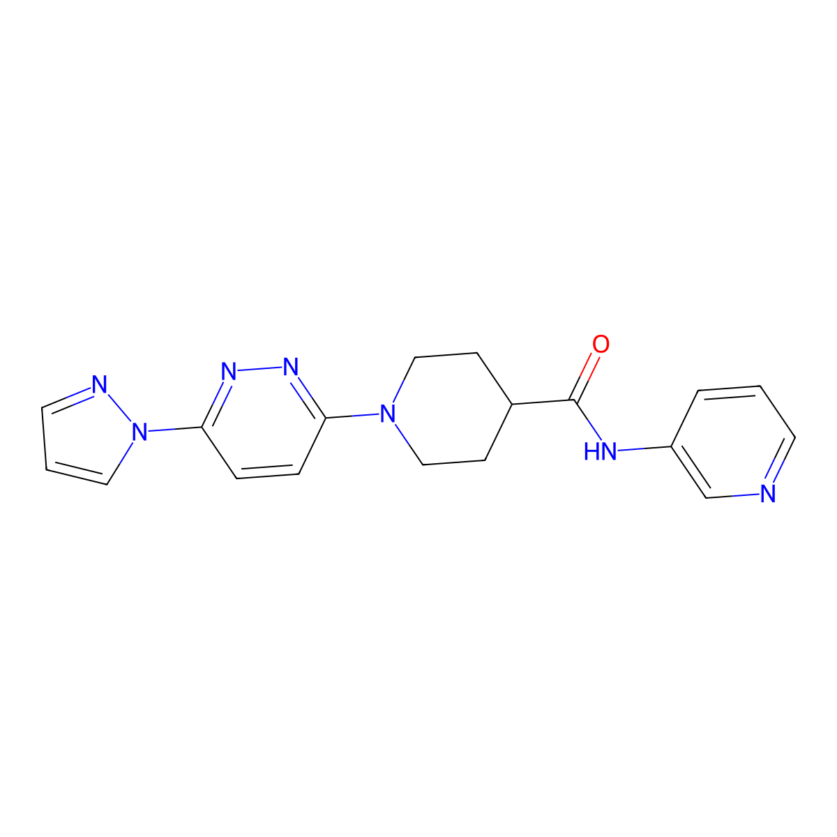 1-[6-(1H-pyrazol-1-yl)pyridazin-3-yl]-N-(pyridin-3-yl)piperidine-4-carboxamide molecular structure, CAS 1286697-76-4