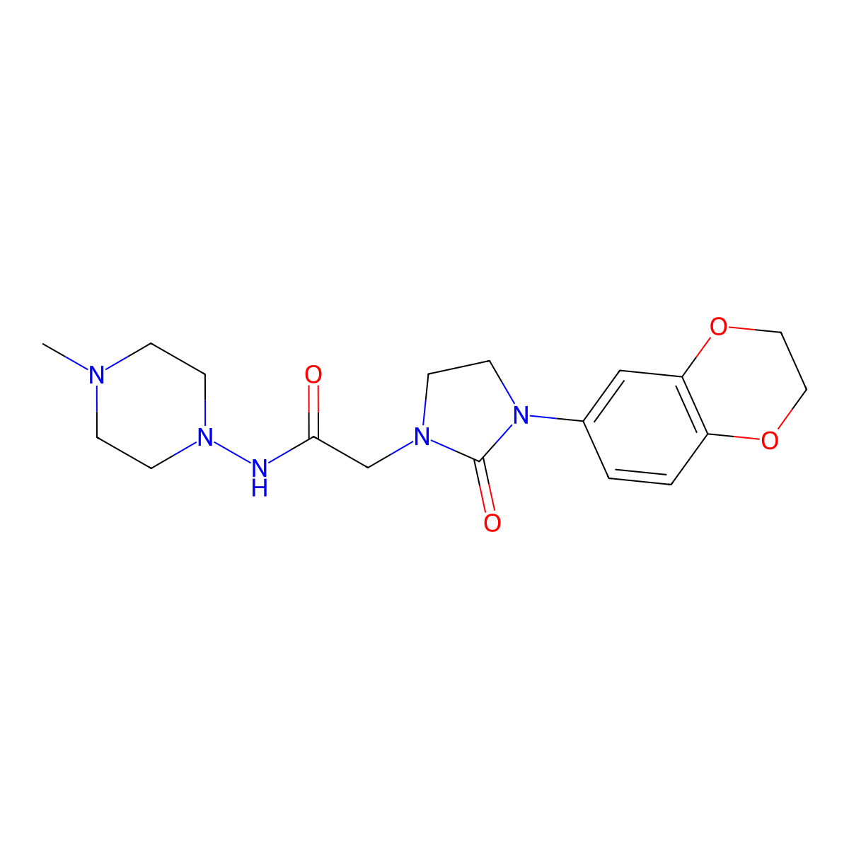 2-[3-(2,3-dihydro-1,4-benzodioxin-6-yl)-2-oxoimidazolidin-1-yl]-N-(4-methylpiperazin-1-yl)acetamide molecular structure, CAS 1286697-78-6