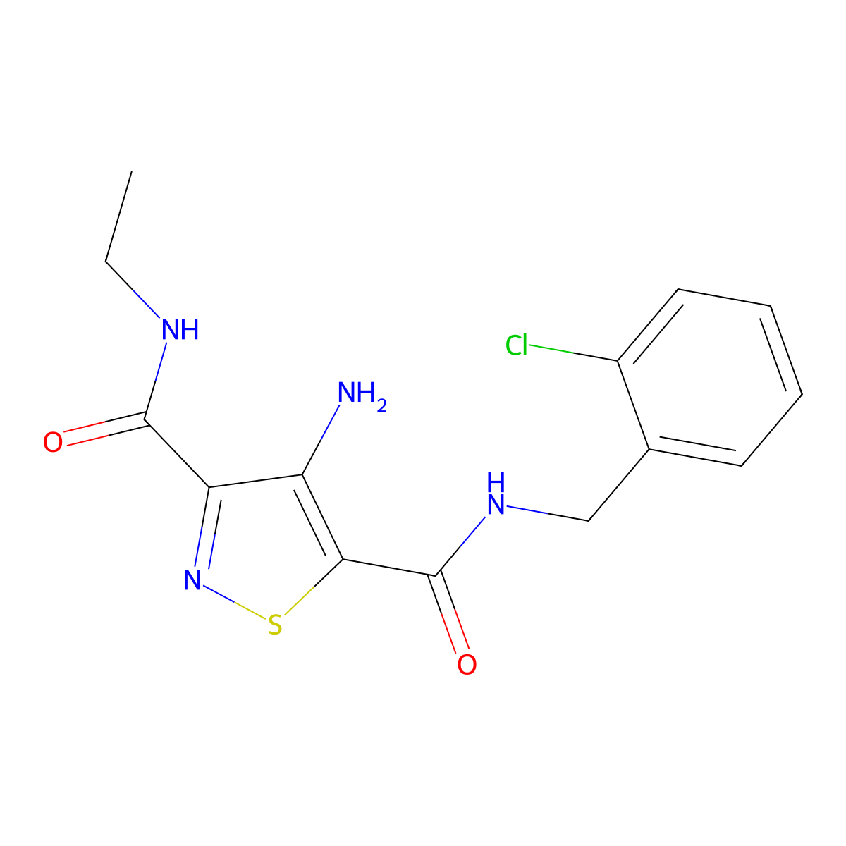 4-amino-N5-(2-chlorobenzyl)-N3-ethylisothiazole-3,5-dicarboxamide molecular structure, CAS 1286697-81-1