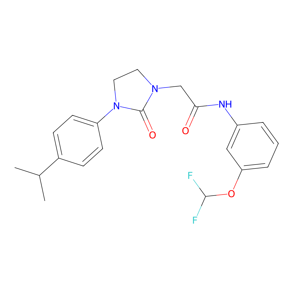 N-(3-(difluoromethoxy)phenyl)-2-(3-(4-isopropylphenyl)-2-oxoimidazolidin-1-yl)acetamide molecular structure, CAS 1286697-83-3
