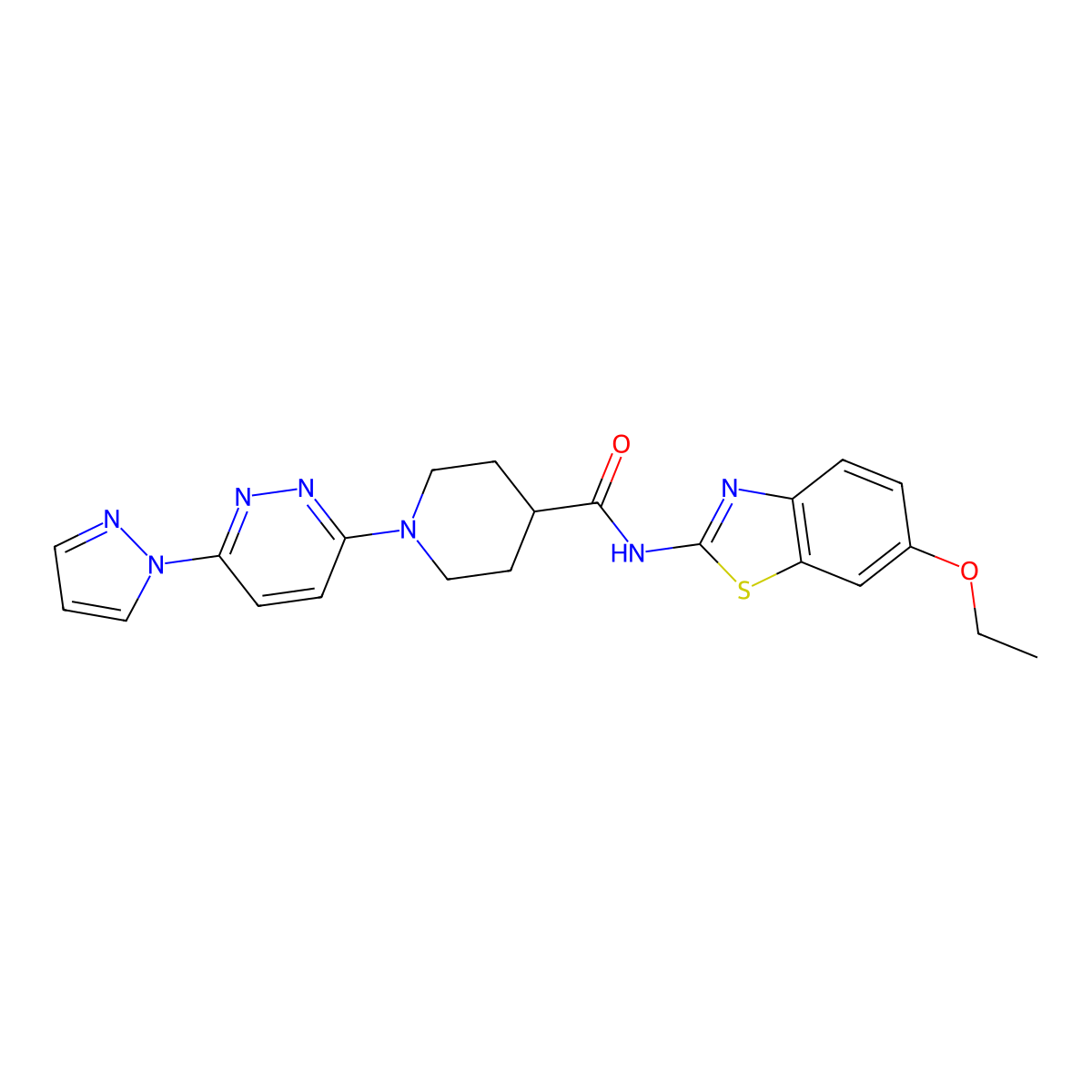 1-(6-(1H-pyrazol-1-yl)pyridazin-3-yl)-N-(6-ethoxybenzo[d]thiazol-2-yl)piperidine-4-carboxamide molecular structure, CAS 1286697-85-5