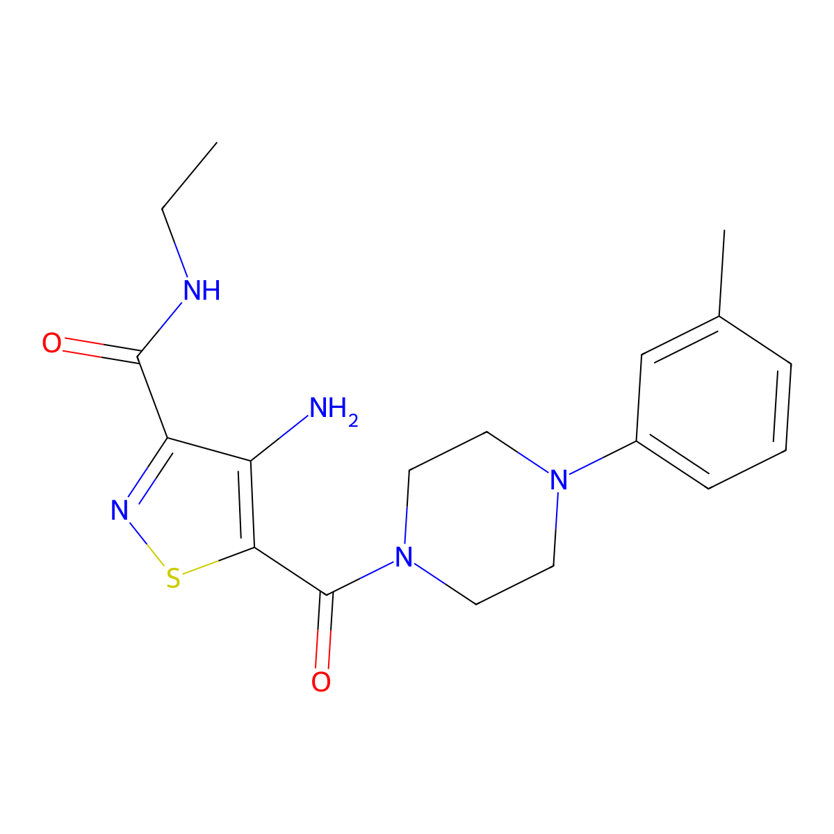 4-amino-N-ethyl-5-(4-(m-tolyl)piperazine-1-carbonyl)isothiazole-3-carboxamide molecular structure, CAS 1286697-87-7