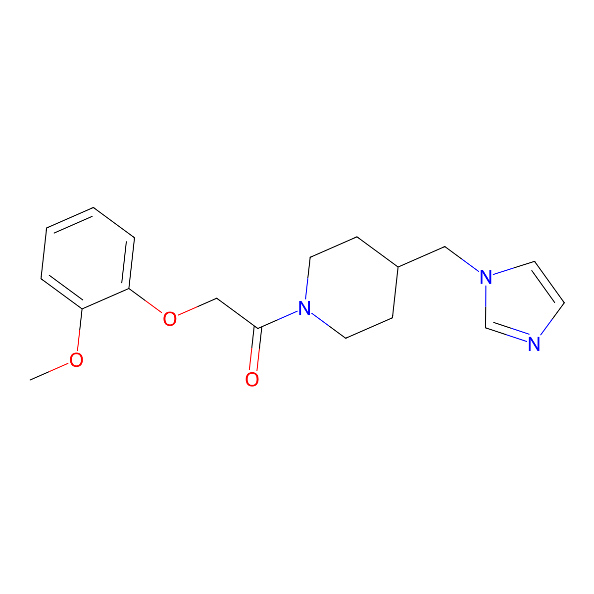 1-(4-((1H-imidazol-1-yl)methyl)piperidin-1-yl)-2-(2-methoxyphenoxy)ethanone molecular structure, CAS 1286697-96-8