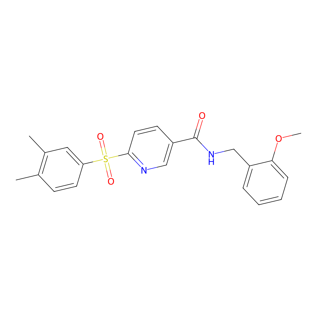 6-((3,4-dimethylphenyl)sulfonyl)-N-(2-methoxybenzyl)nicotinamide molecular structure, CAS 1286697-97-9